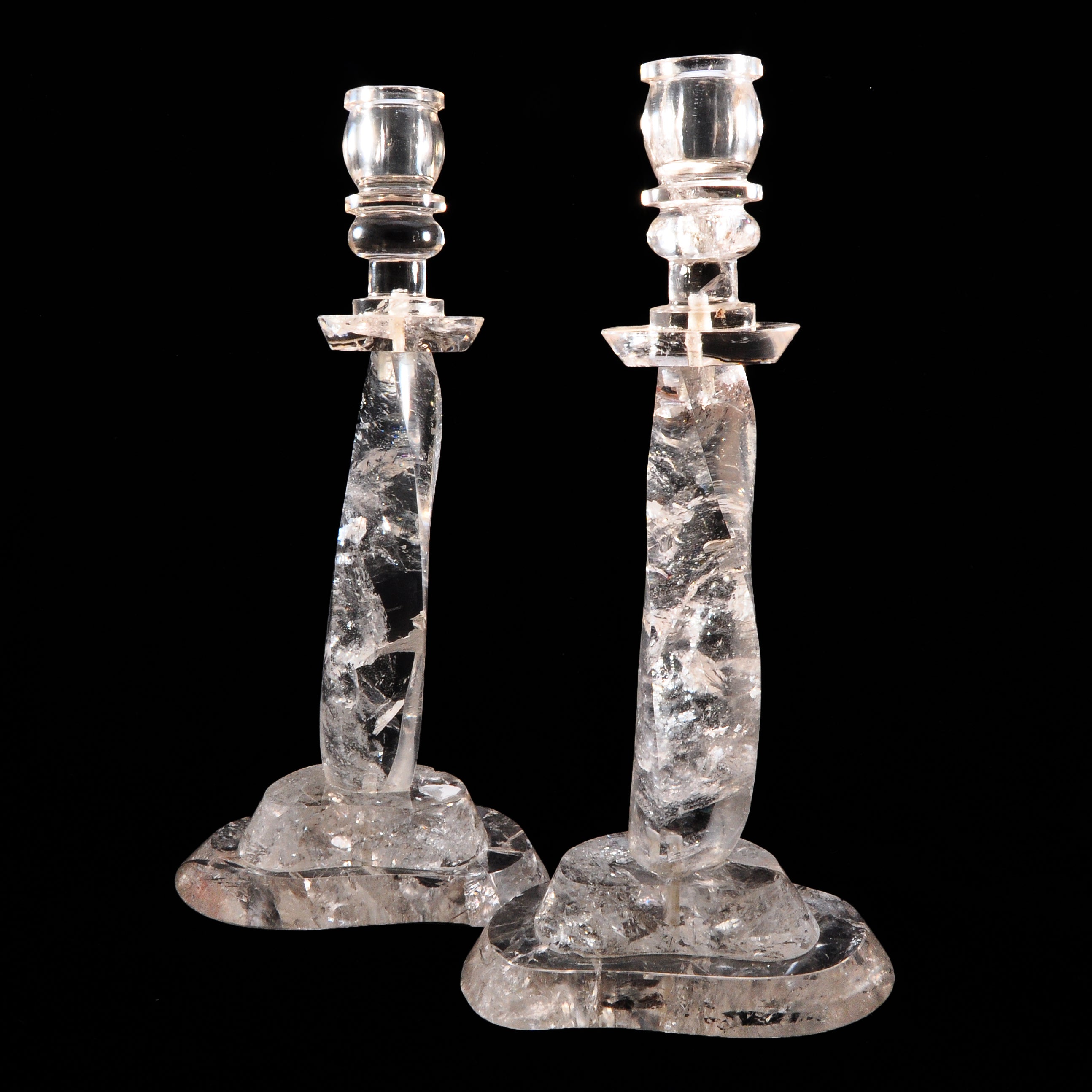 Quartz 11 inch Clear Crystal Candlesticks - FFR-020 - Crystalarium