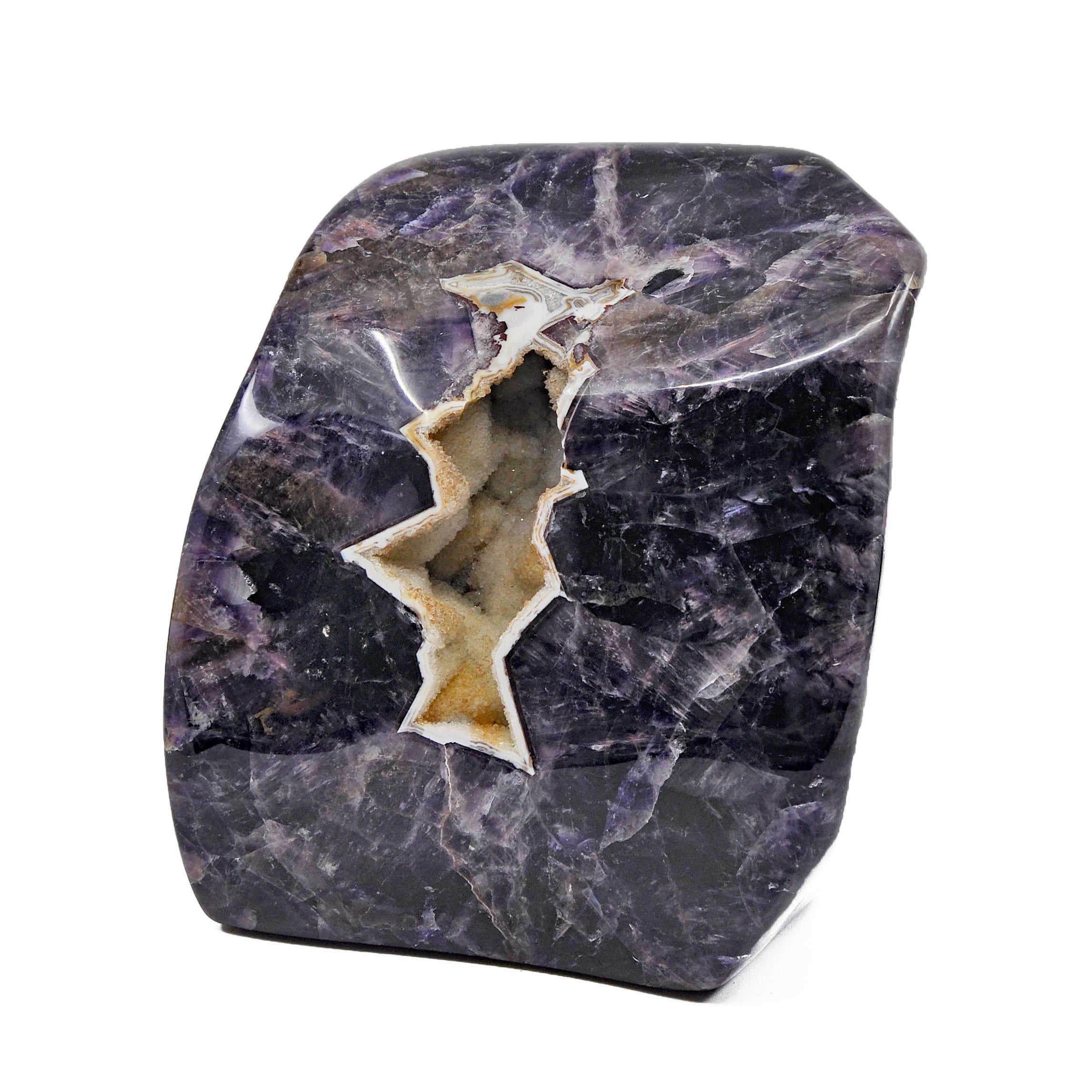 Chevron Amethyst 8 inch 17.10 lbs Natural Freeform Polished Crystal - India - EEH-143 - Crystalarium