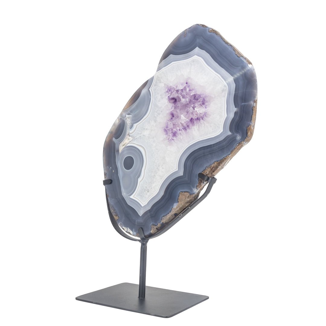 Amethyst Agate 19.5 Inch 12.6lb Polished Crystal Slice on Stand - Brazil - KKH-108 - Crystalarium