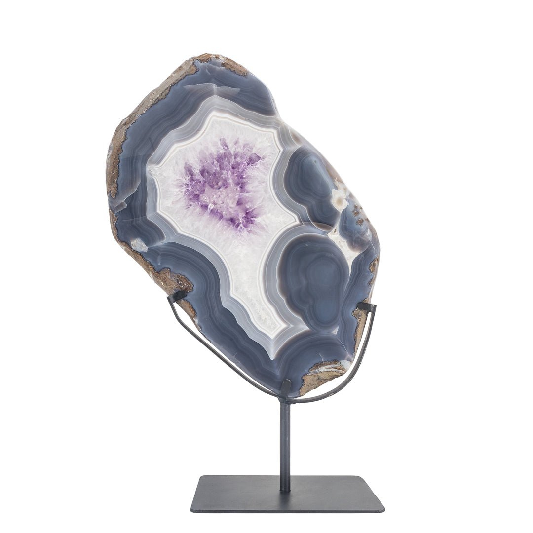 Amethyst Agate 19.5 Inch 12.6lb Polished Crystal Slice on Stand - Brazil - KKH-108 - Crystalarium