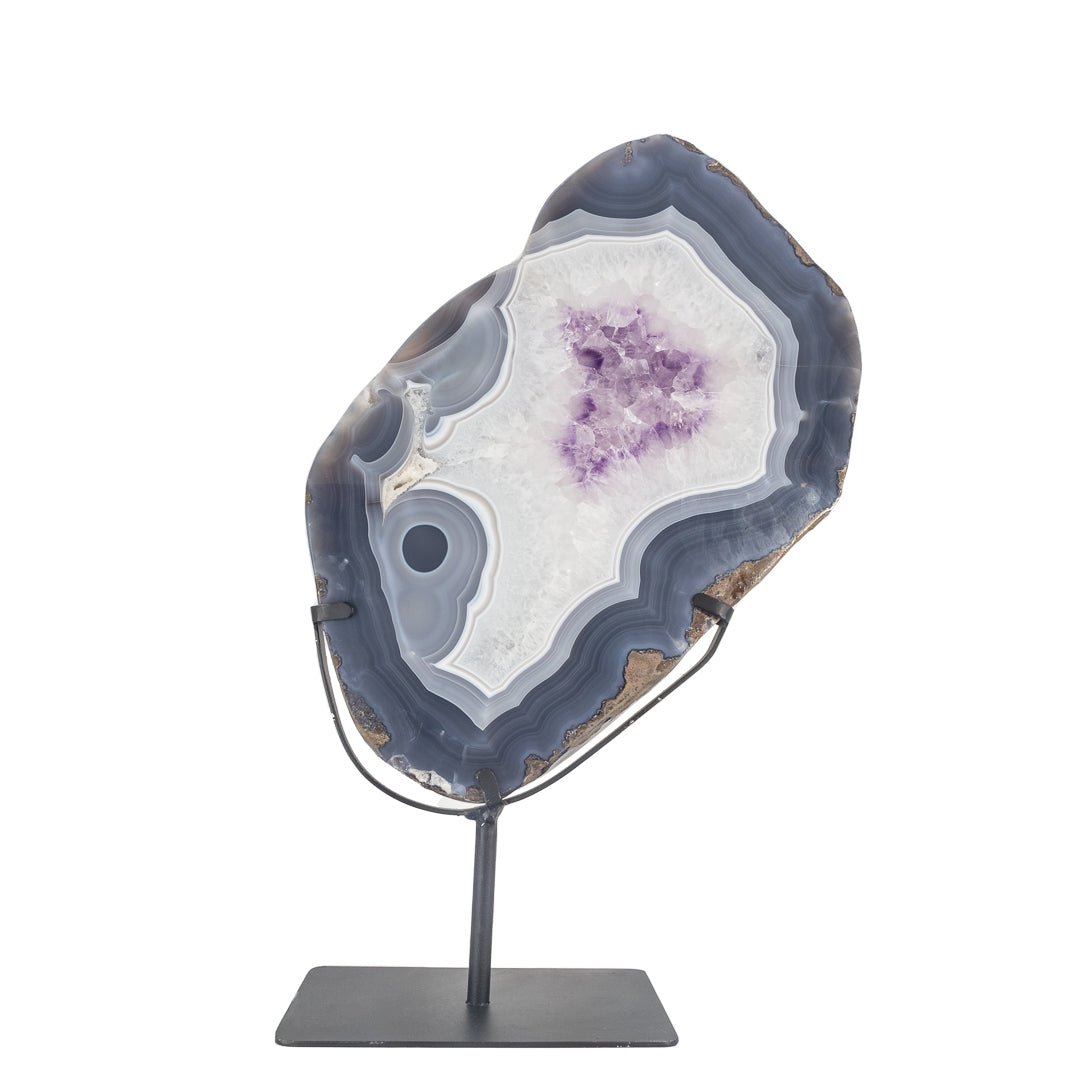 Amethyst Agate 19.5 Inch 12.6lb Polished Crystal Slice on Stand - Brazil - KKH-108 - Crystalarium