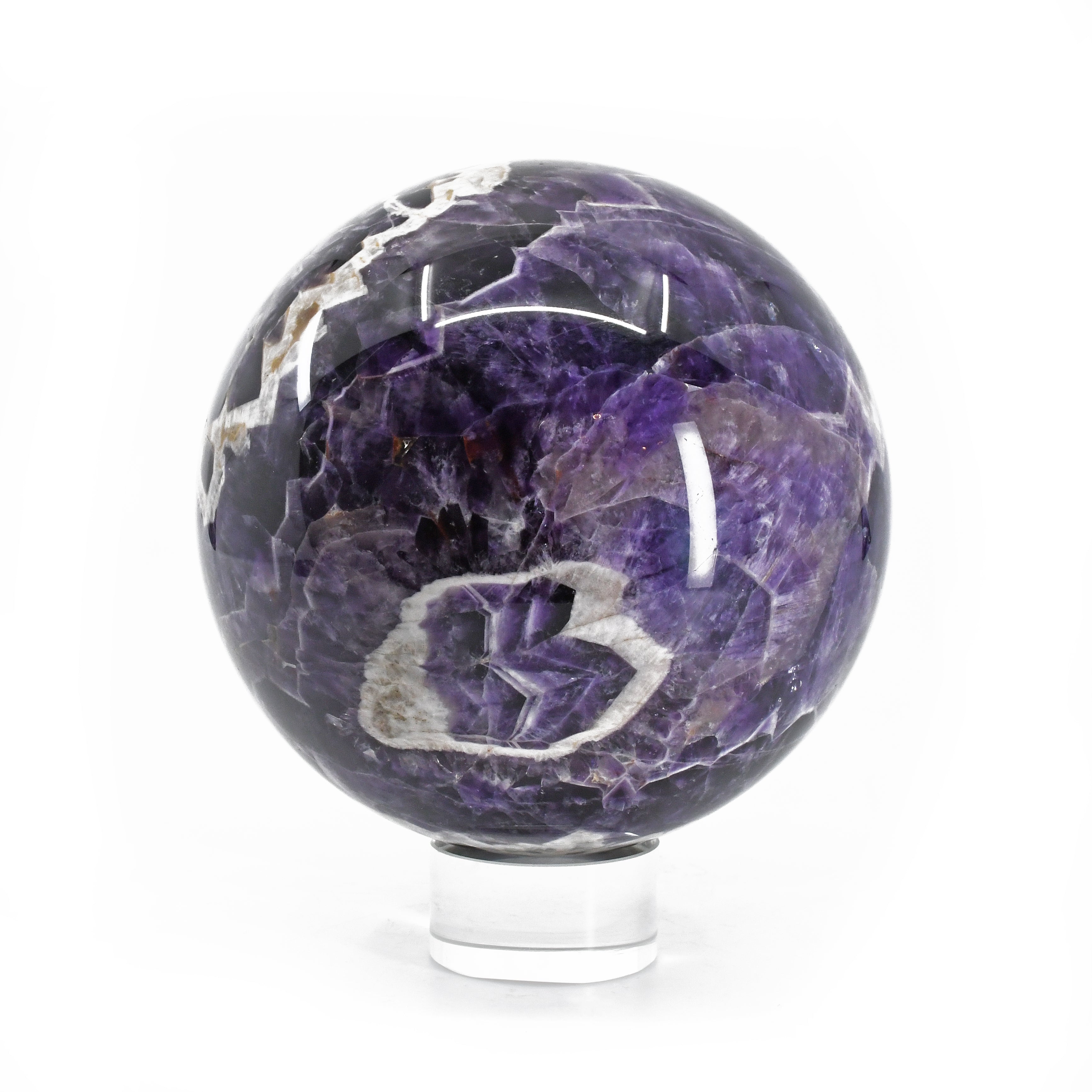 Chevron Amethyst 4.4 inch 4.37 lb Polished Crystal Sphere - Tanzania - CCL-055 - Crystalarium