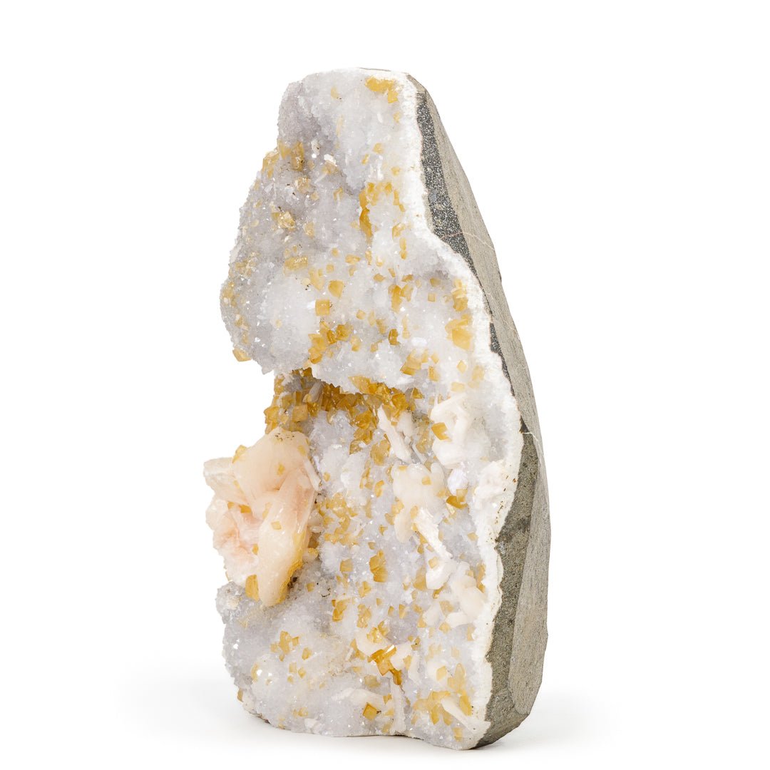 Aphophyllite, Stilbite, and Calcite 7.4 Inch 5.6lb Natural Crystal Specimen - India - KKX-434 - Crystalarium