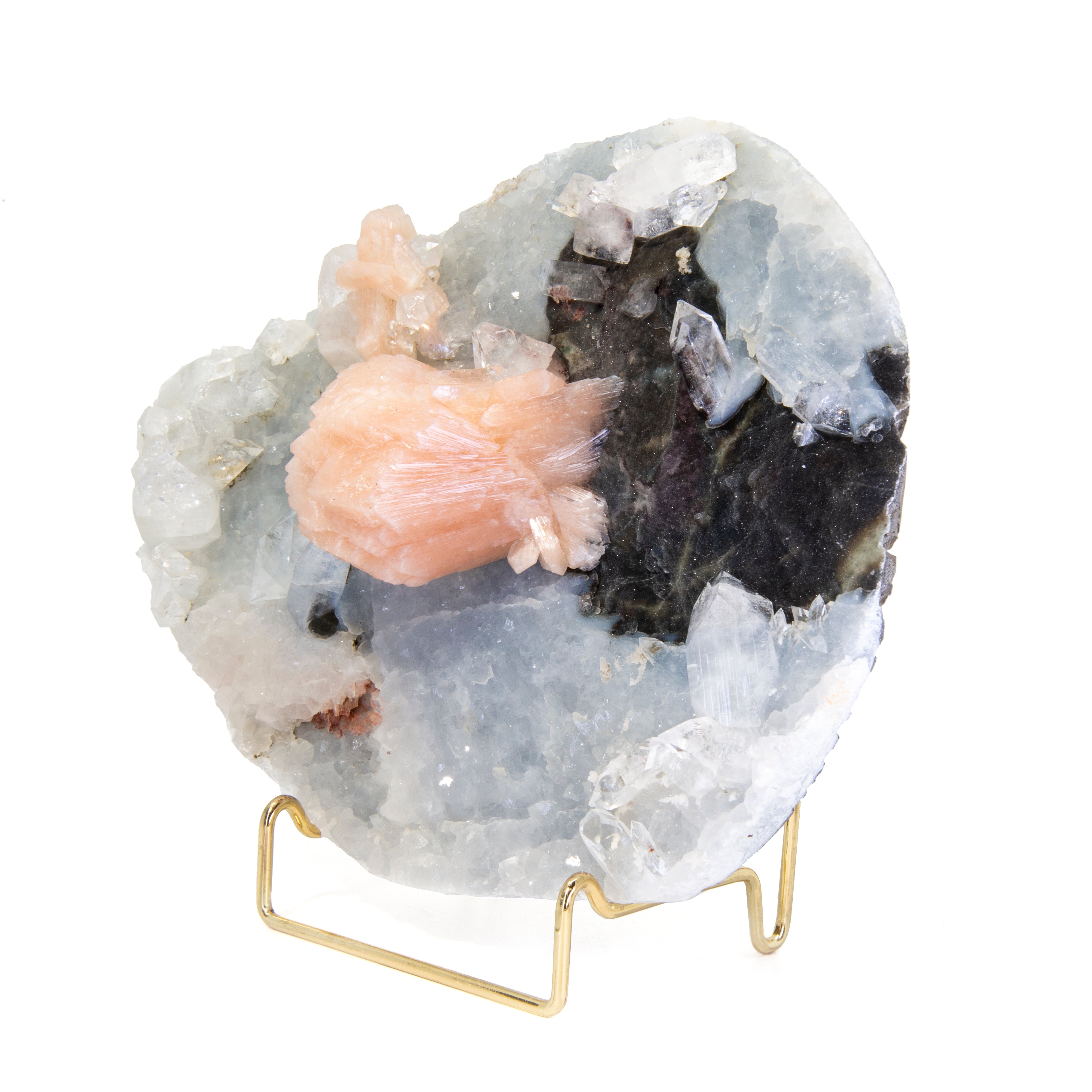 Apophyllite and Stilbite on Chalcedony 7 inch 3.25 lb Natural Crystal on Matrix - India - JJX-263 - Crystalarium