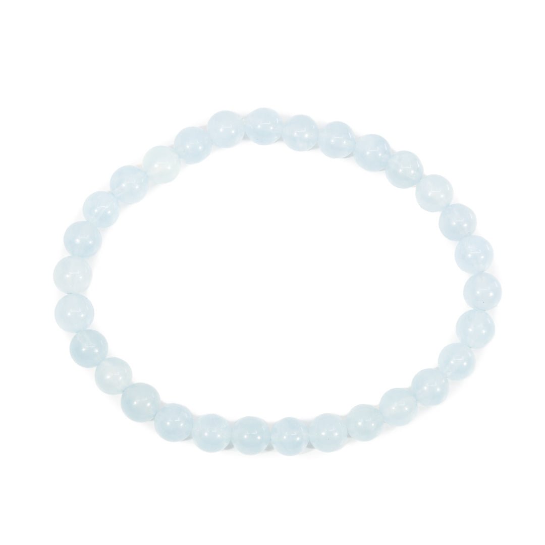 Aquamarine 6mm Beaded Bracelet - JJW-047 - Crystalarium