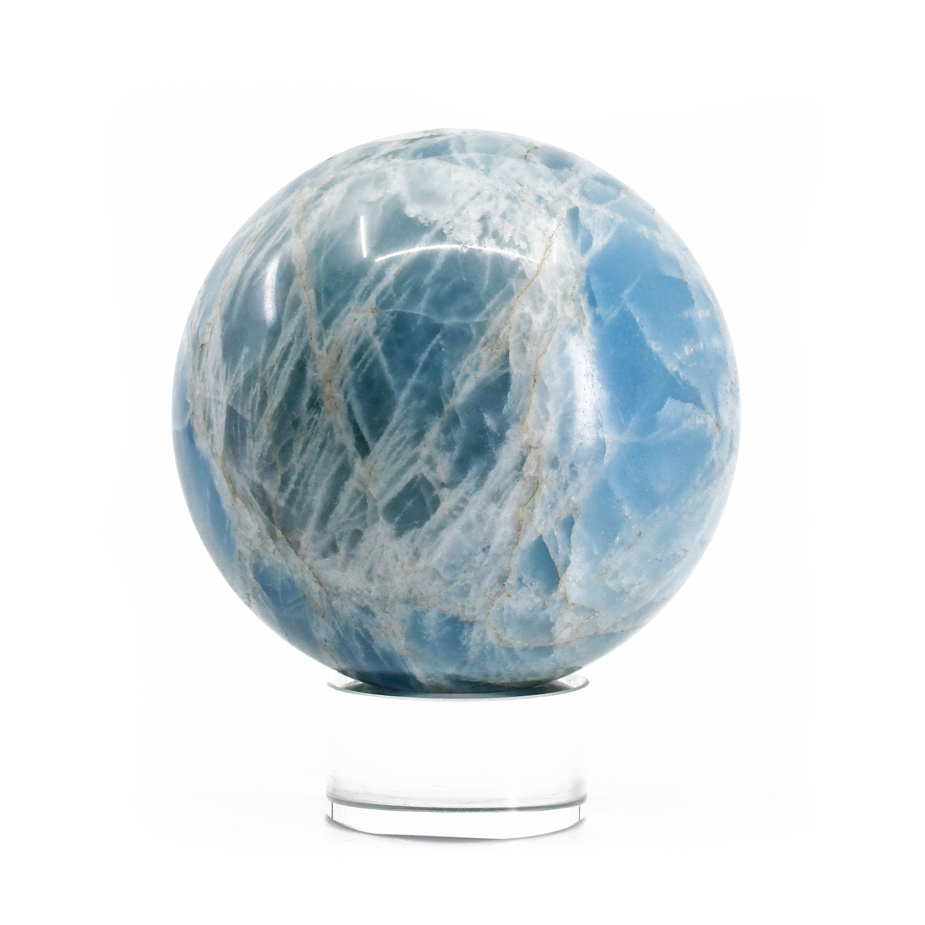 Aquamarine 3.14 inch 1.66 lbs Polished Gemstone Crystal Sphere - India - VL-255 - Crystalarium