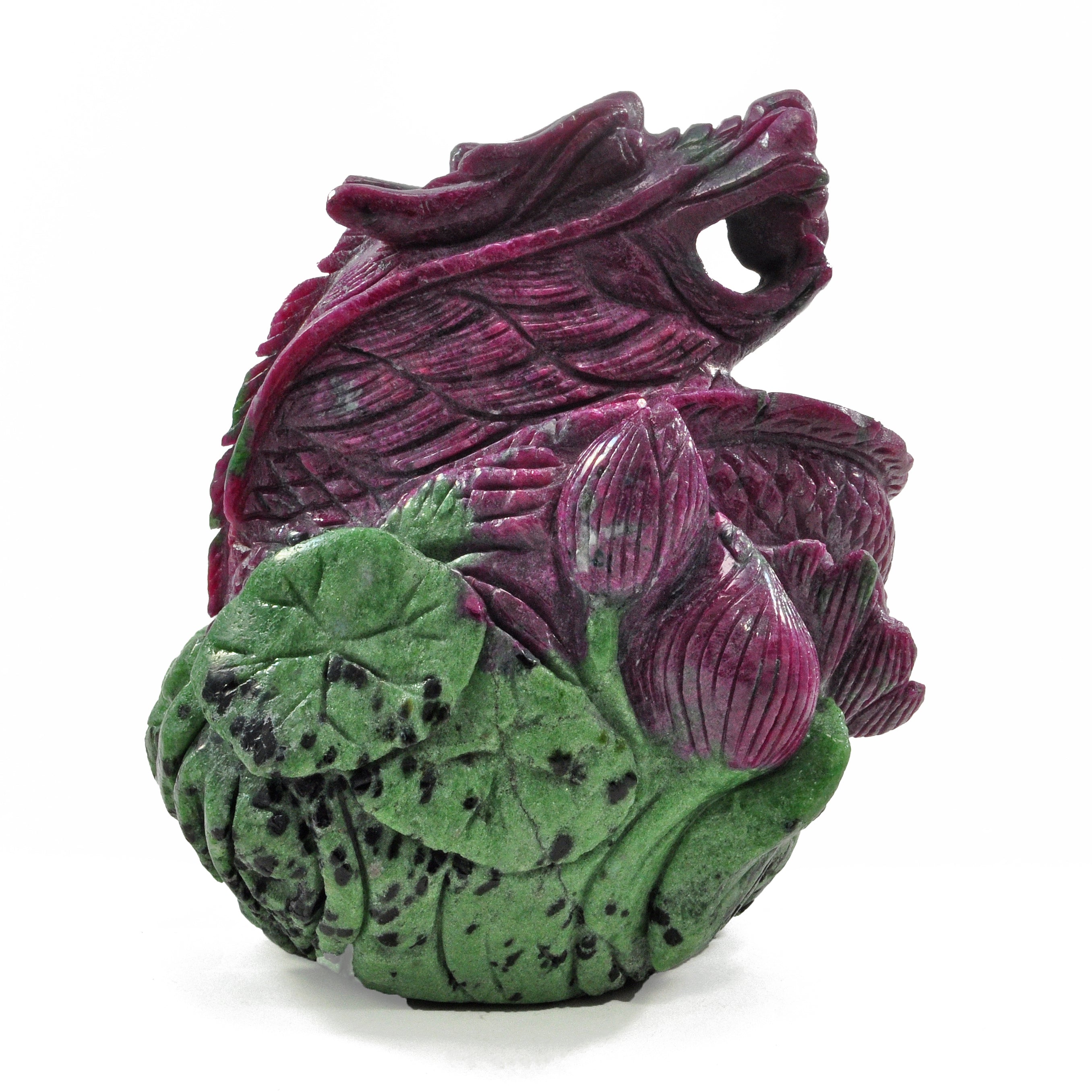Ruby 4.53 inch 3.2 lbs with Zoisite Natural Crystal Carved Dragon - FFF-001 - Crystalarium