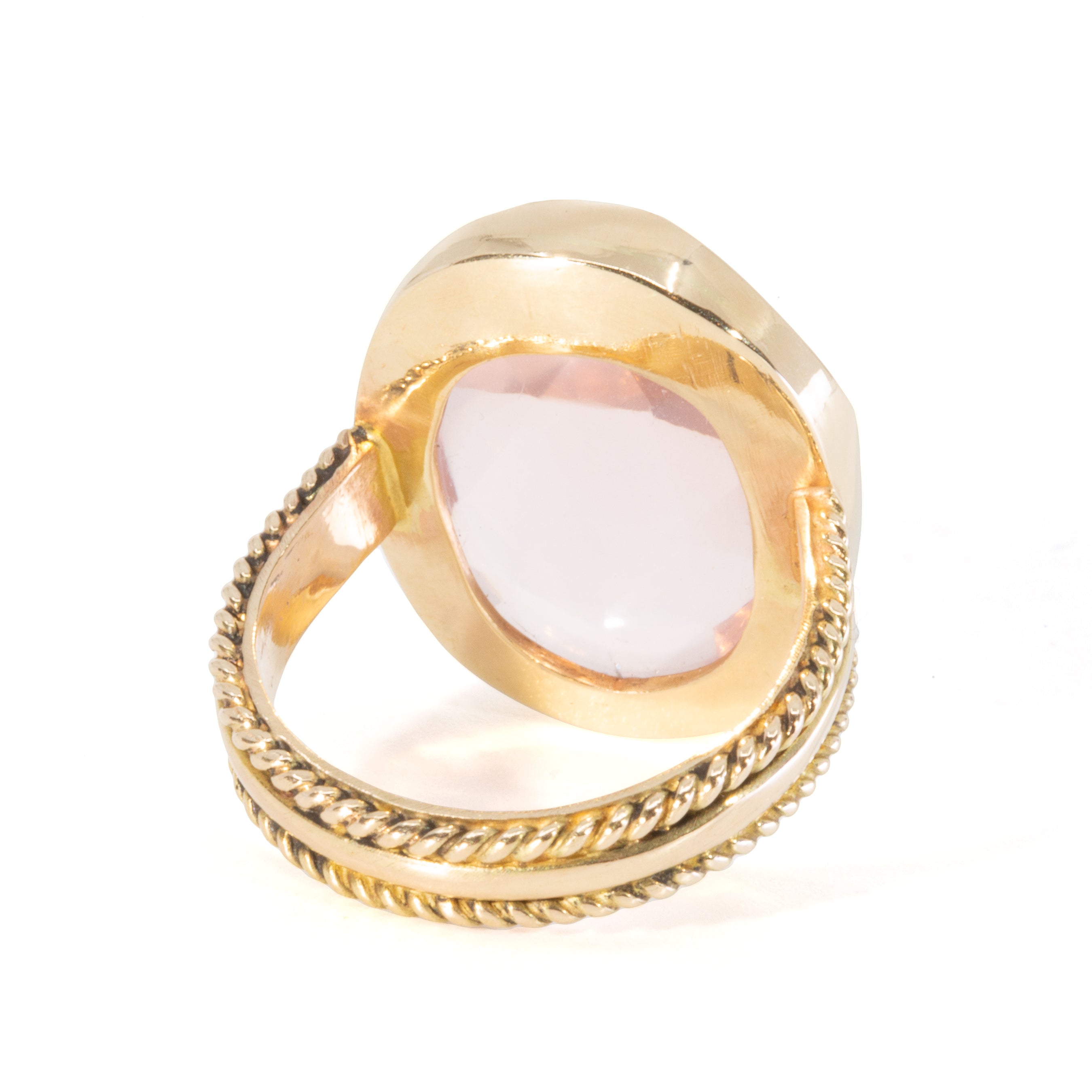 Faceted Rose Quartz 15.84ct Handcrafted 14k Gemstone Ring - BBO-382 - Crystalarium