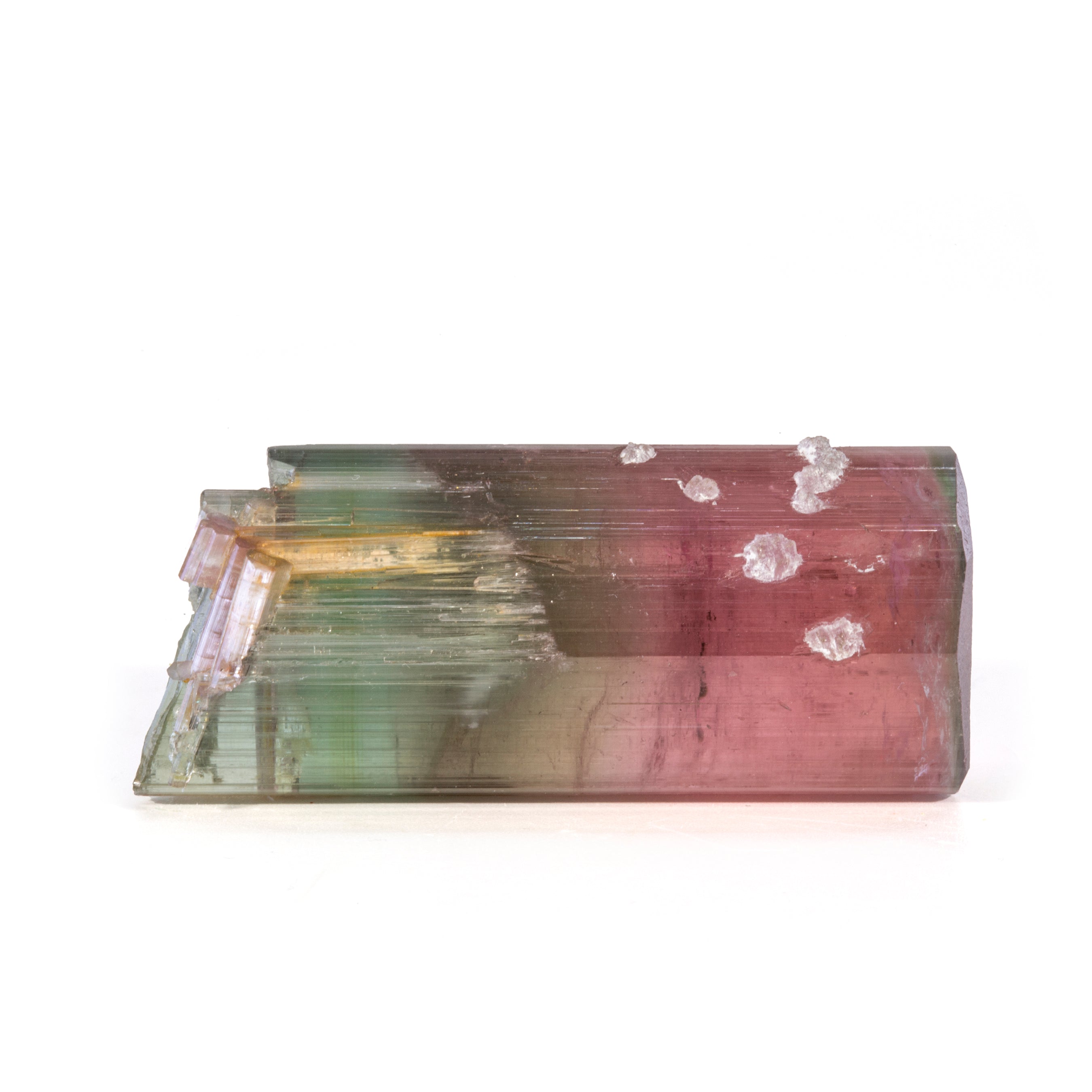 Cat's Eye Bi-Color Tourmaline with Lepidolite 38.4 gram 22.8mm Natural Gem Crystal - Himalaya Mine, San Diego, California, USA - JJX-004 - Crystalarium