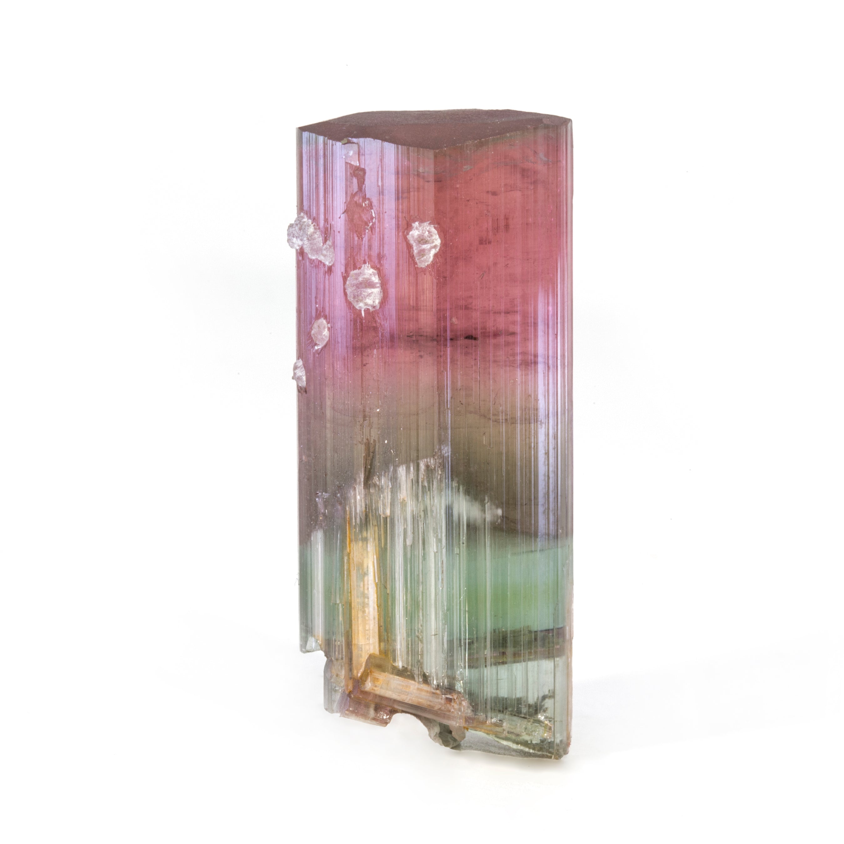 Cat's Eye Bi-Color Tourmaline with Lepidolite 38.4 gram 22.8mm Natural Gem Crystal - Himalaya Mine, San Diego, California, USA - JJX-004 - Crystalarium