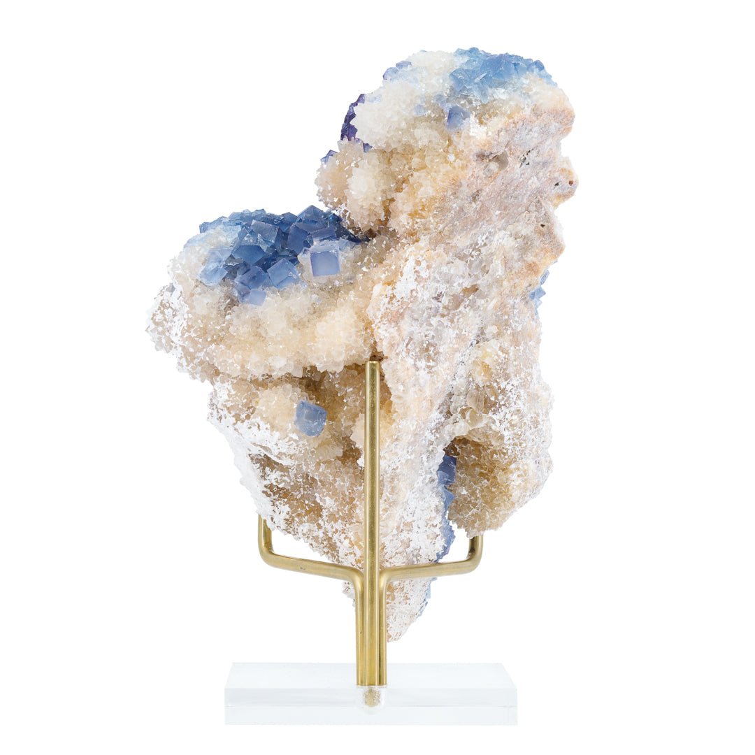 Blue Fluorite on Quartz 7.6 Inch 3.36lb Natural Crystal Specimen - Blanchard Mine, New Mexico - KKX-278 - Crystalarium