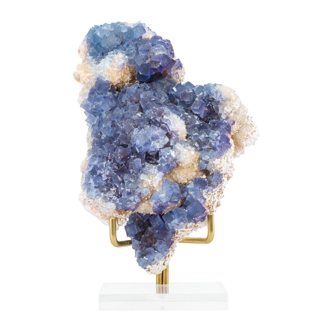 Blue Fluorite on Quartz 7.6 Inch 3.36lb Natural Crystal Specimen - Blanchard Mine, New Mexico - KKX-278 - Crystalarium