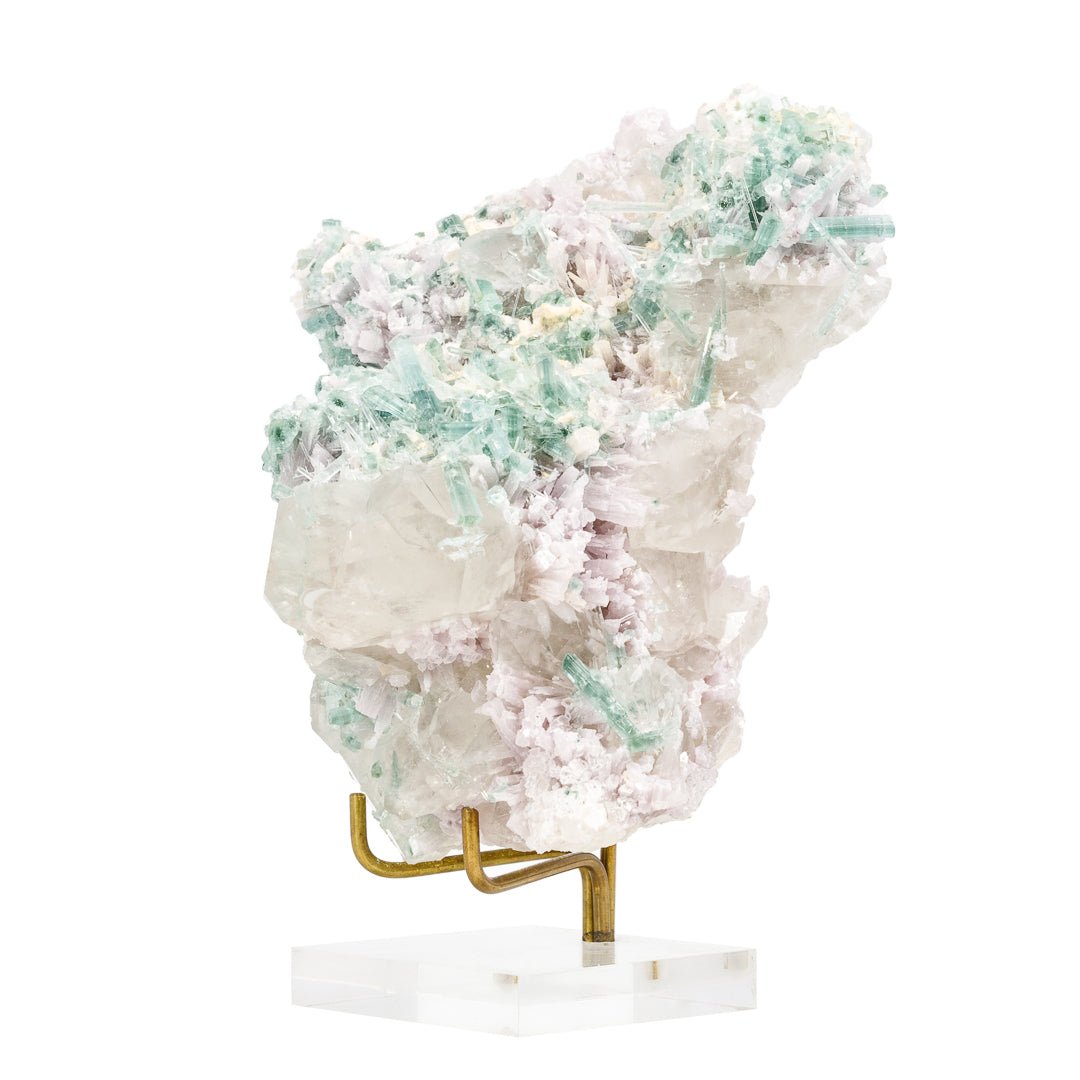 Blue Tourmaline on Quartz 6.7 Inch 2.69lb Natural Crystal - Afghanistan - KKX-369 - Crystalarium