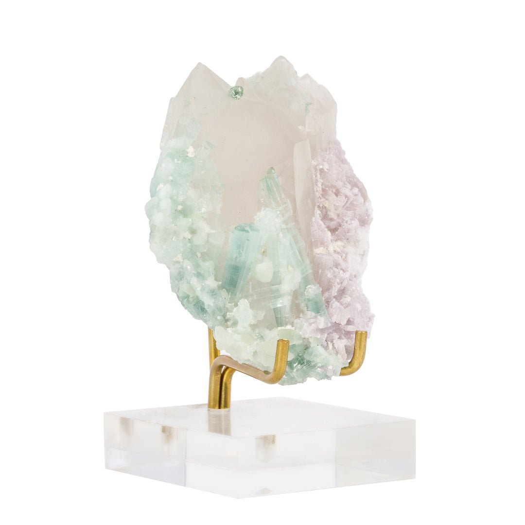 Blue Tourmaline on Quartz 2.6 Inch 92.1 Gram Natural Crystal - Afghanistan - KKX-372A - Crystalarium