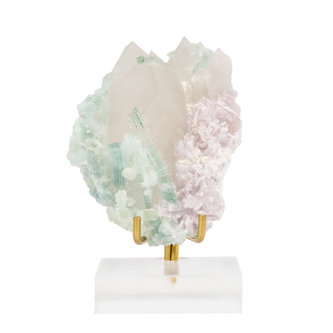 Blue Tourmaline on Quartz 2.6 Inch 92.1 Gram Natural Crystal - Afghanistan - KKX-372A - Crystalarium