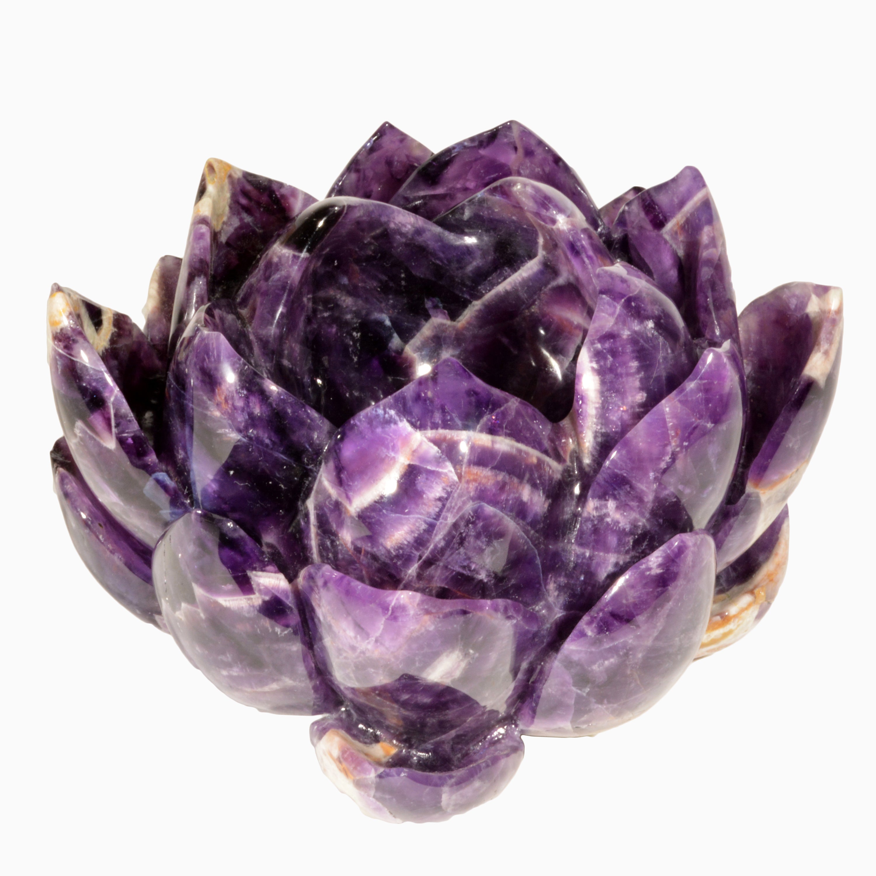 Amethyst 5.0 inch 5.48 lbs Natural Crystal Carved Lotus Votive Holder - EER-027 - Crystalarium