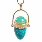 Amazonite 27.31 mm 52.09 ct with Chrysoprase and Peridot Handcrafted 14K Gemstone Vessel Pendant - CCO-323 - Crystalarium