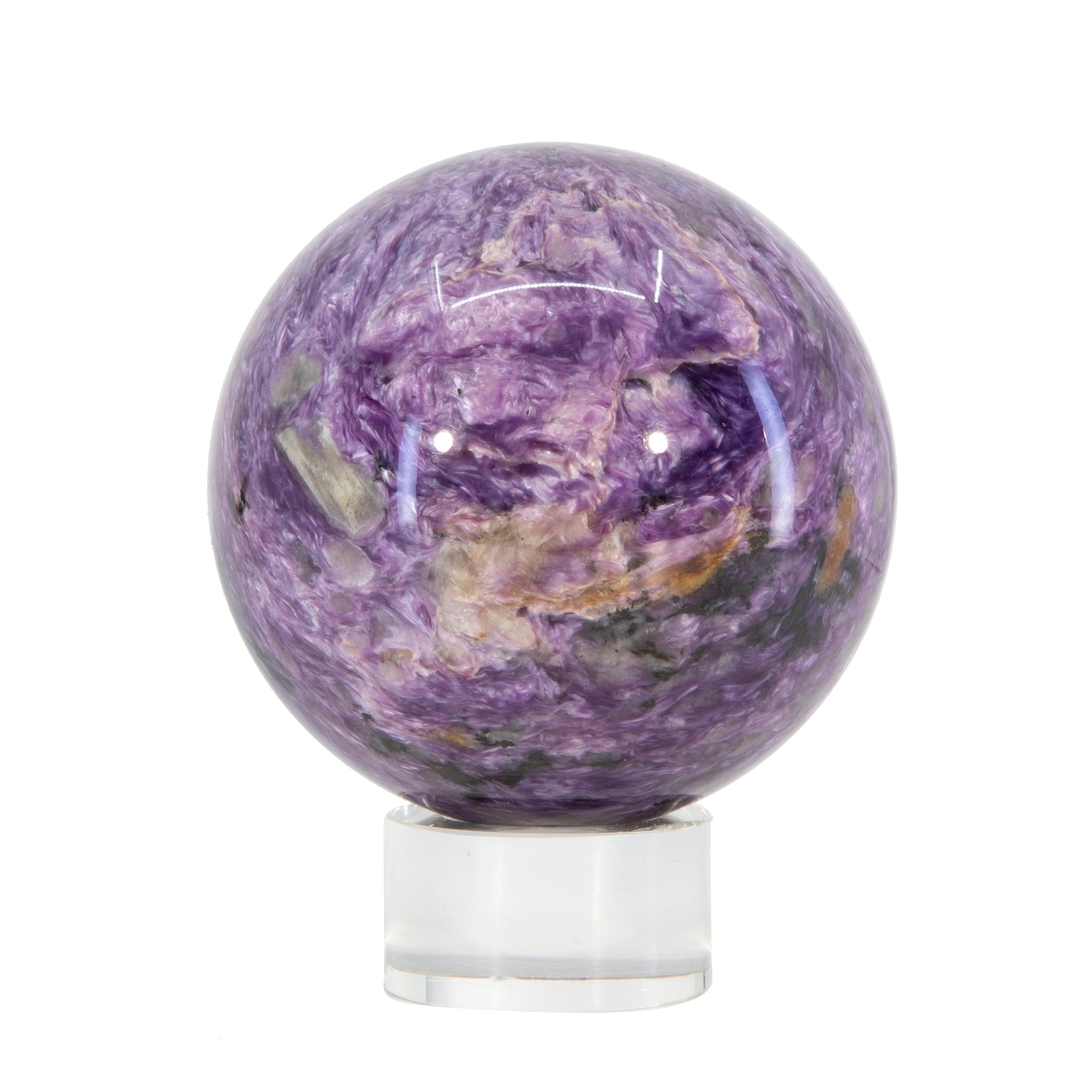 Charoite 3.18 inch 1.58 lb Polished Crystal Sphere - Russia - JJL-064 - Crystalarium