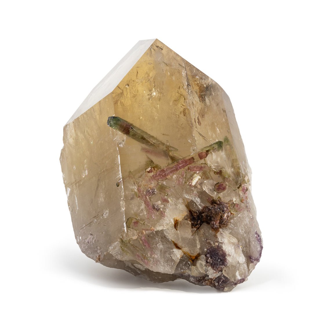 Citrine with Watermelon Tourmaline 9.5 Inch 21.7lb Natural Crystal Specimen - Brazil - JJX-396 - Crystalarium