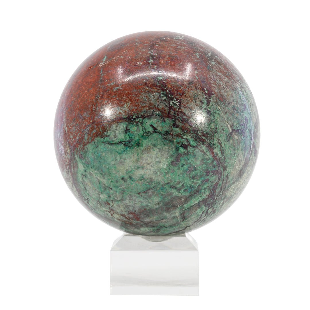 Cuprite in Chrysocolla - Sonoran Sunset - 3.4 Inch 2.14 lb Polished Crystal Sphere - Arizona - ZL-190 - Crystalarium