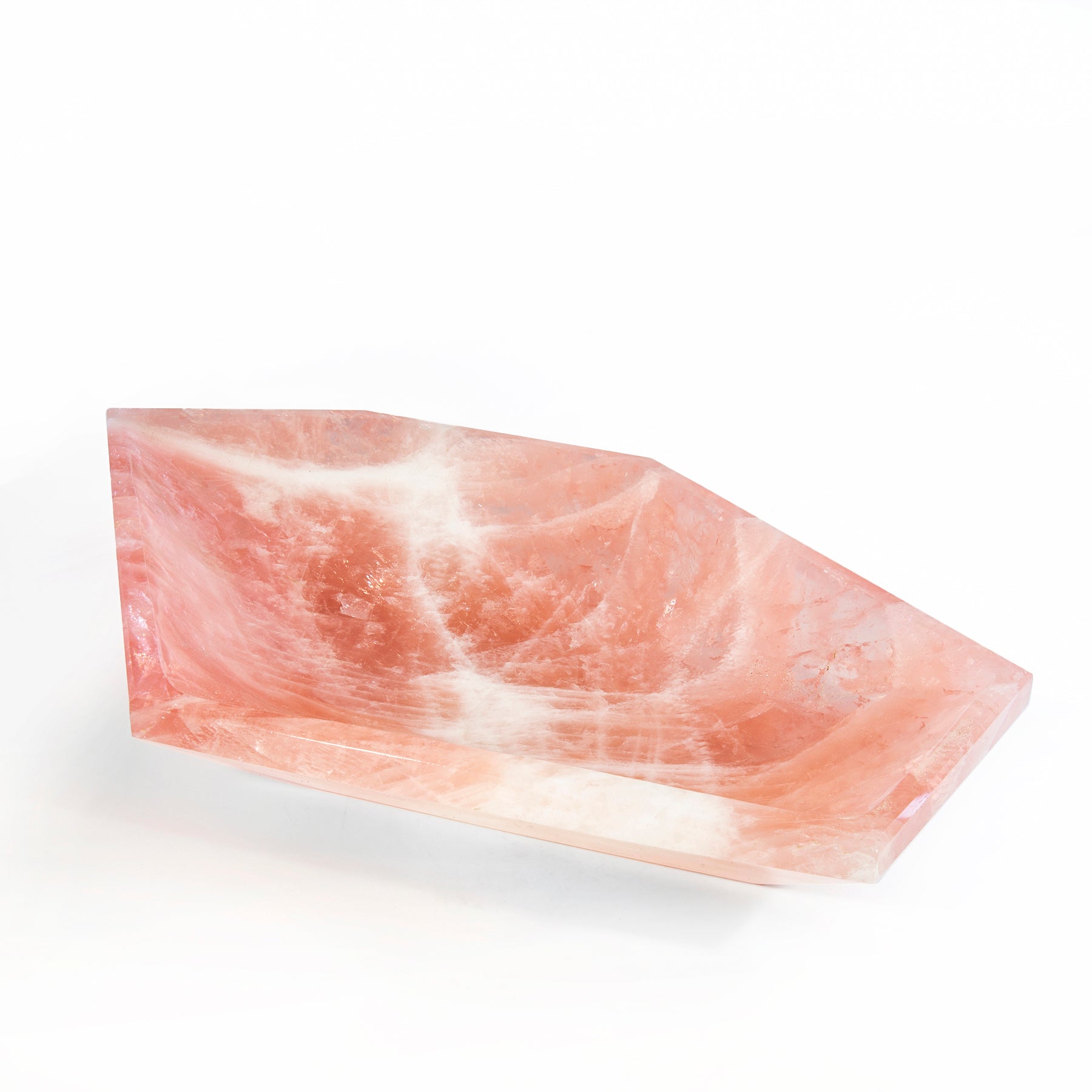 Rose Quartz 14.25 inch 7.8lb Geometric Carved Bowl - Brazil - DDR-041 - Crystalarium