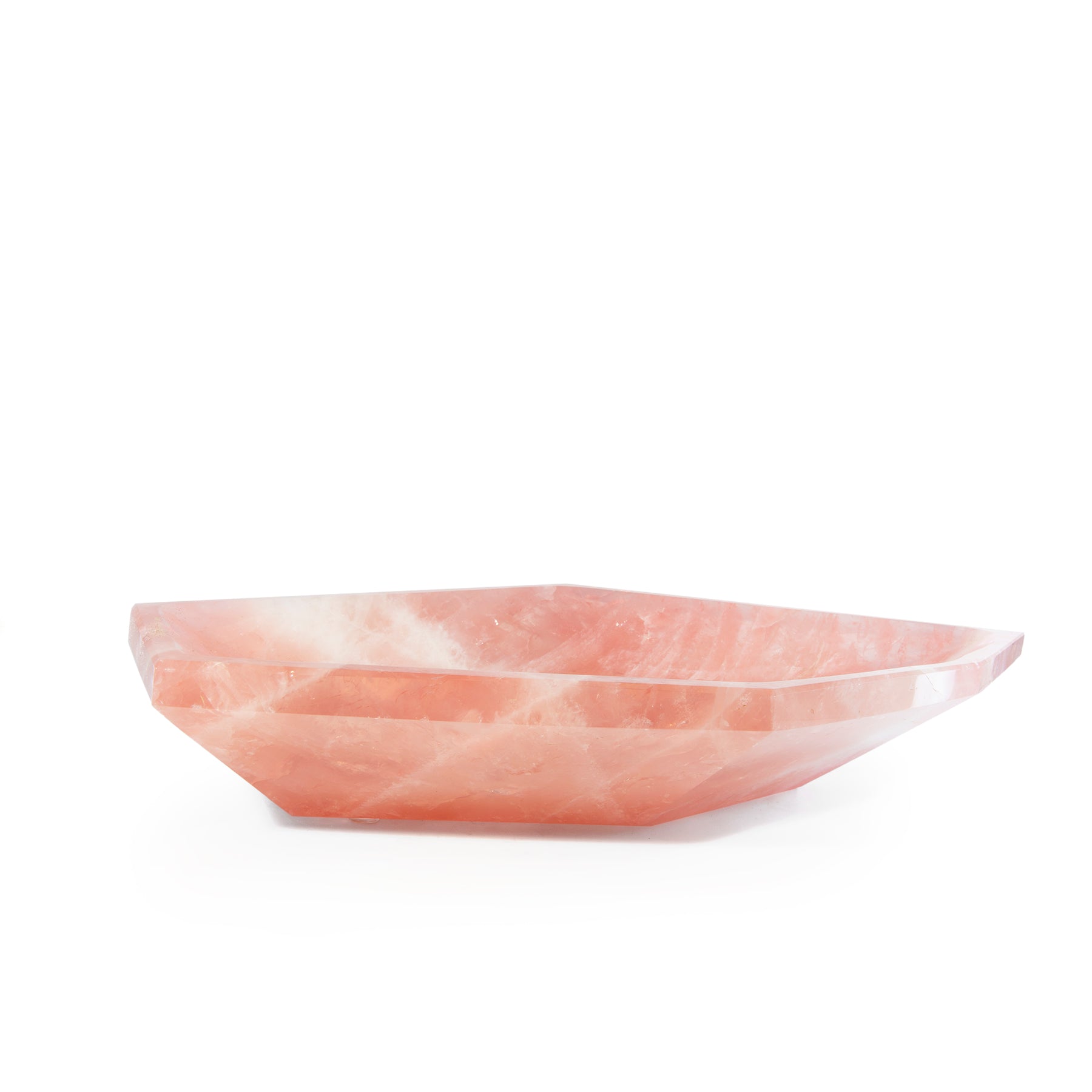 Rose Quartz 14.25 inch 7.8lb Geometric Carved Bowl - Brazil - DDR-041 - Crystalarium