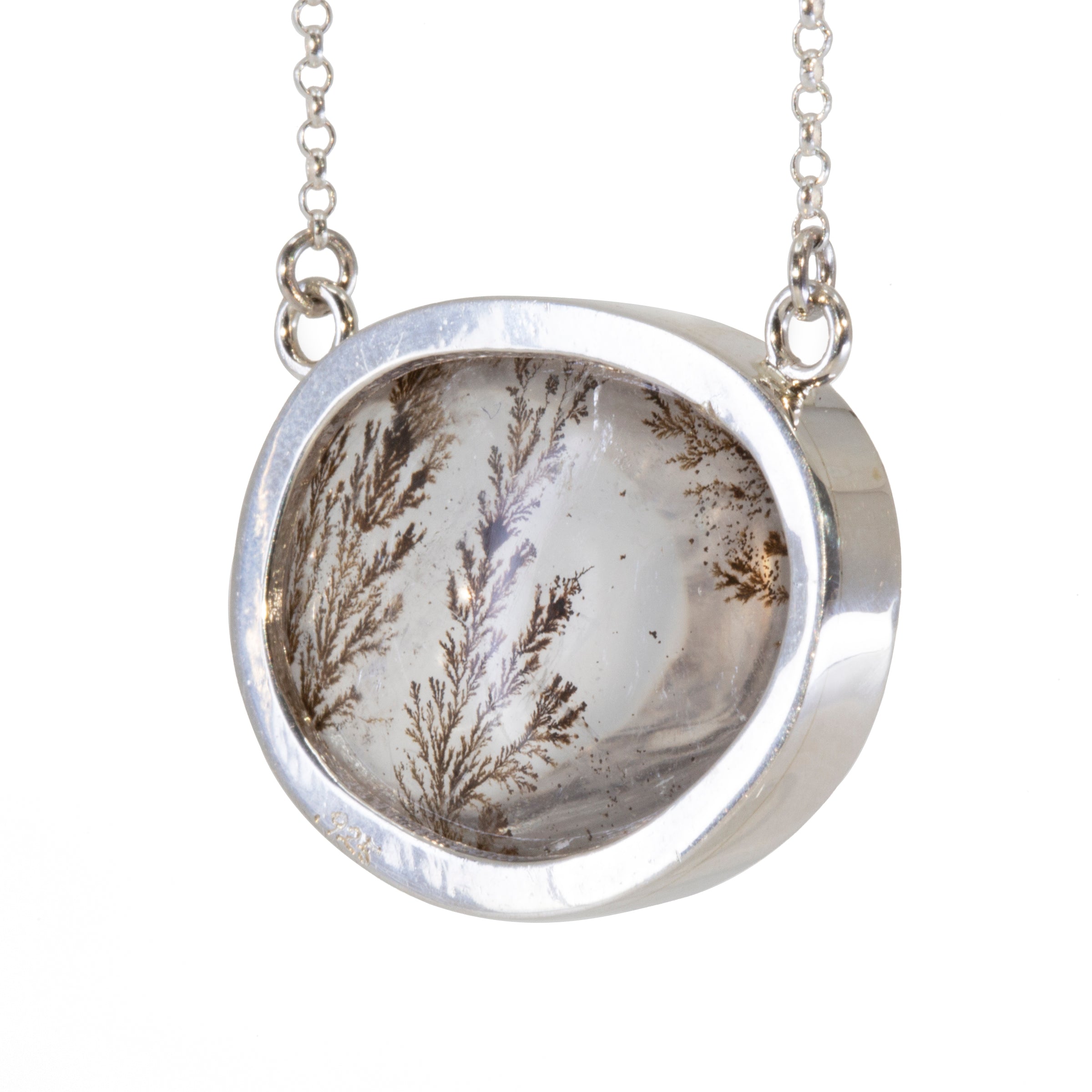 Dendritic Quartz 31 carat Handcrafted Sterling Silver Necklace - HHO-165 - Crystalarium
