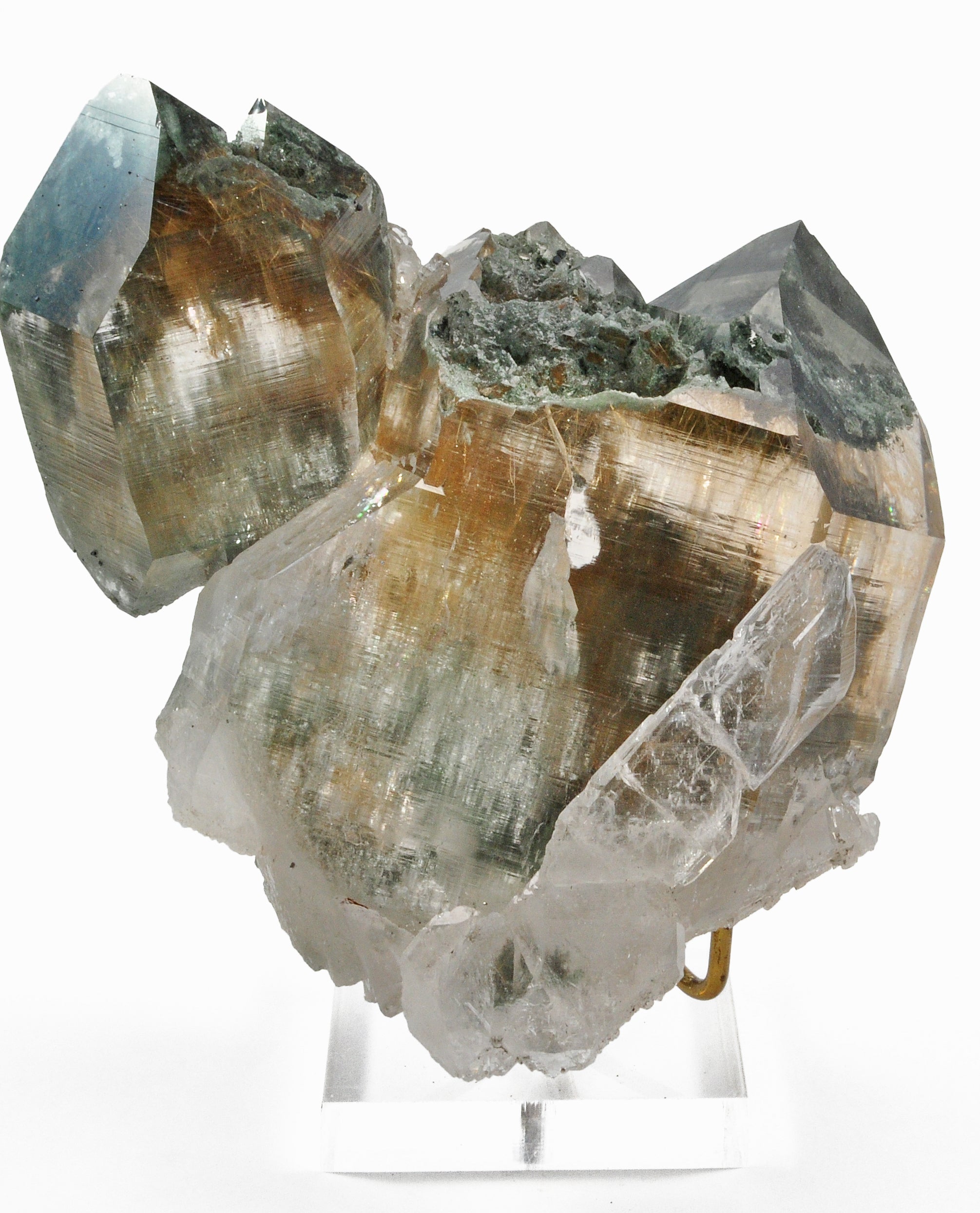 Cat's Eye Rutilated Quartz with Chlorite 5.6 inch 2.63 lb Natural Crystal Cluster - Mongolia - DDX-250 - Crystalarium
