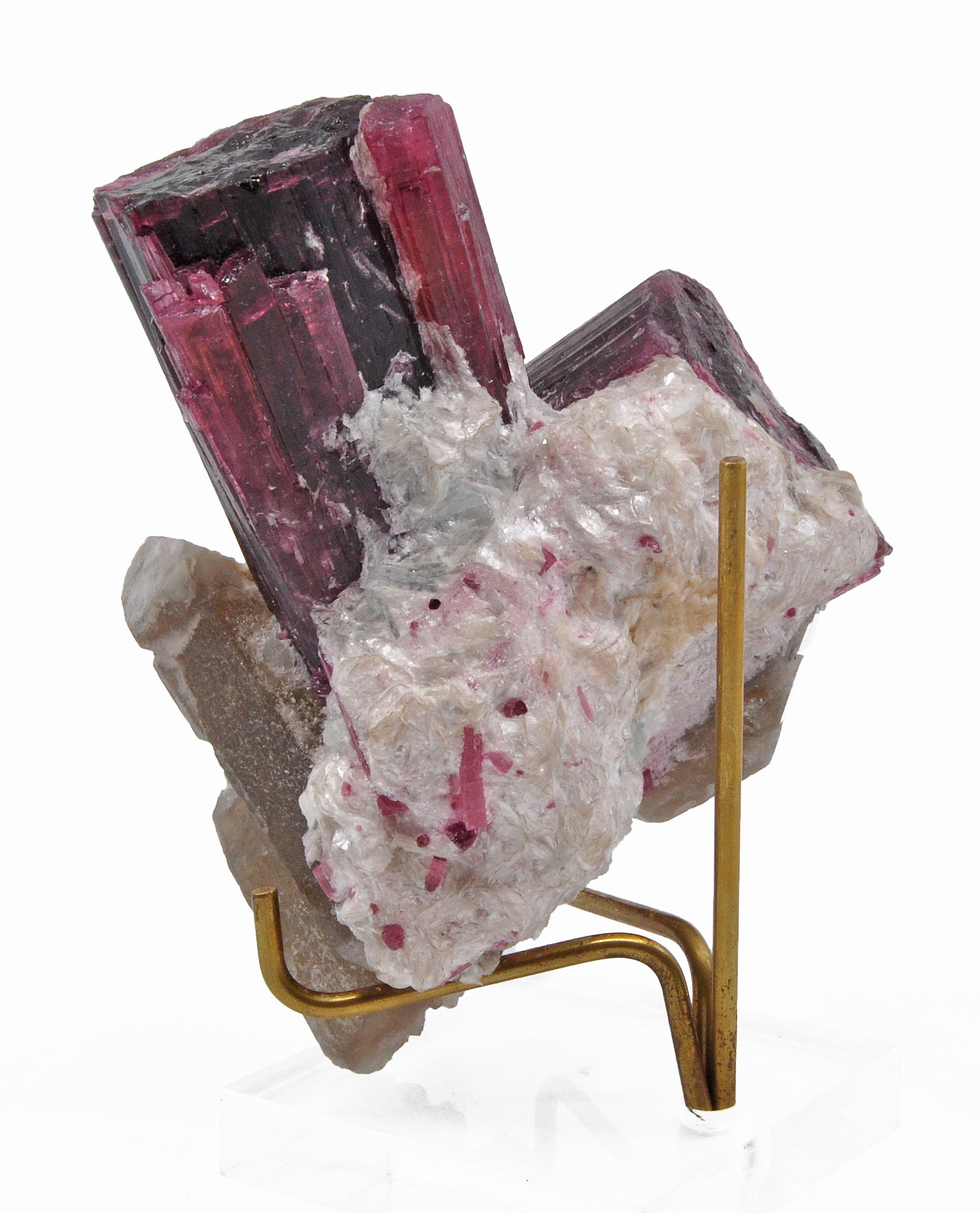 Gemmy Rubellite Tourmaline 4.2 inch 1.6 lbs with Smoky Quartz Natural Gem Crystal Cluster - DDX-251 - Crystalarium