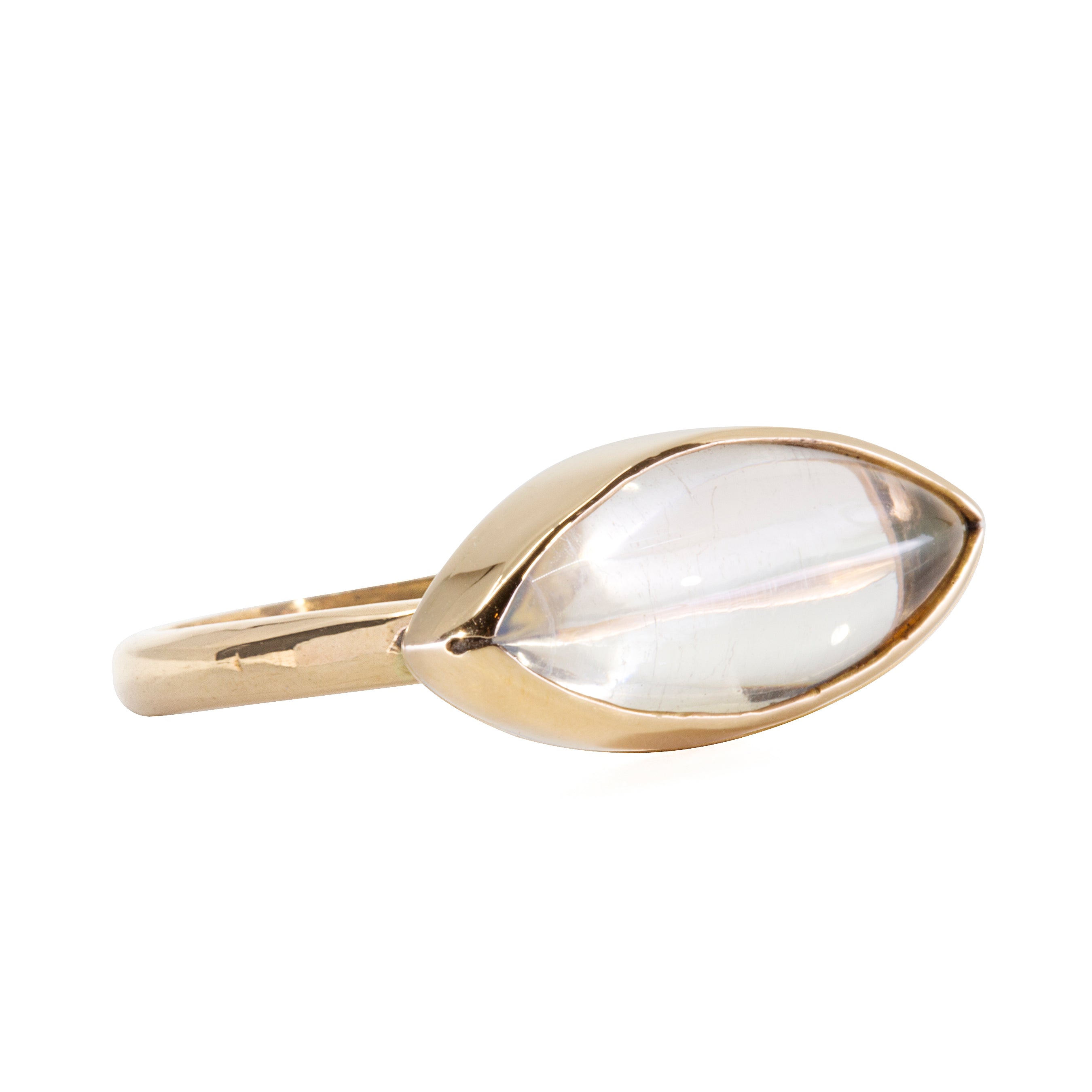 Moonstone 5.21 carat Horizontal 14k Handcrafted Cabochon Ring - EEO-170 - Crystalarium