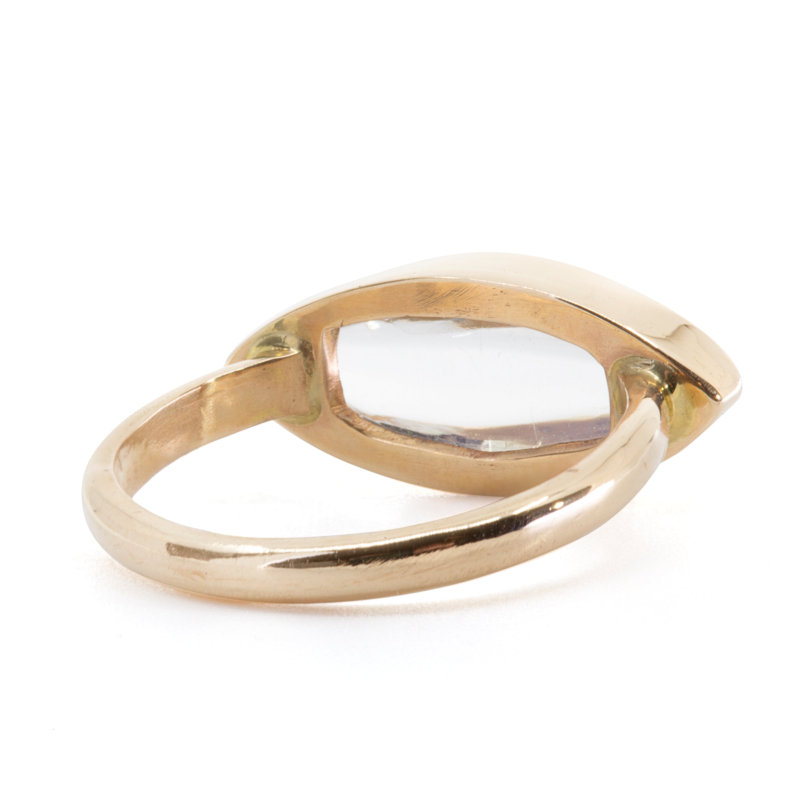 Moonstone 5.21 carat Horizontal 14k Handcrafted Cabochon Ring - EEO-170 - Crystalarium