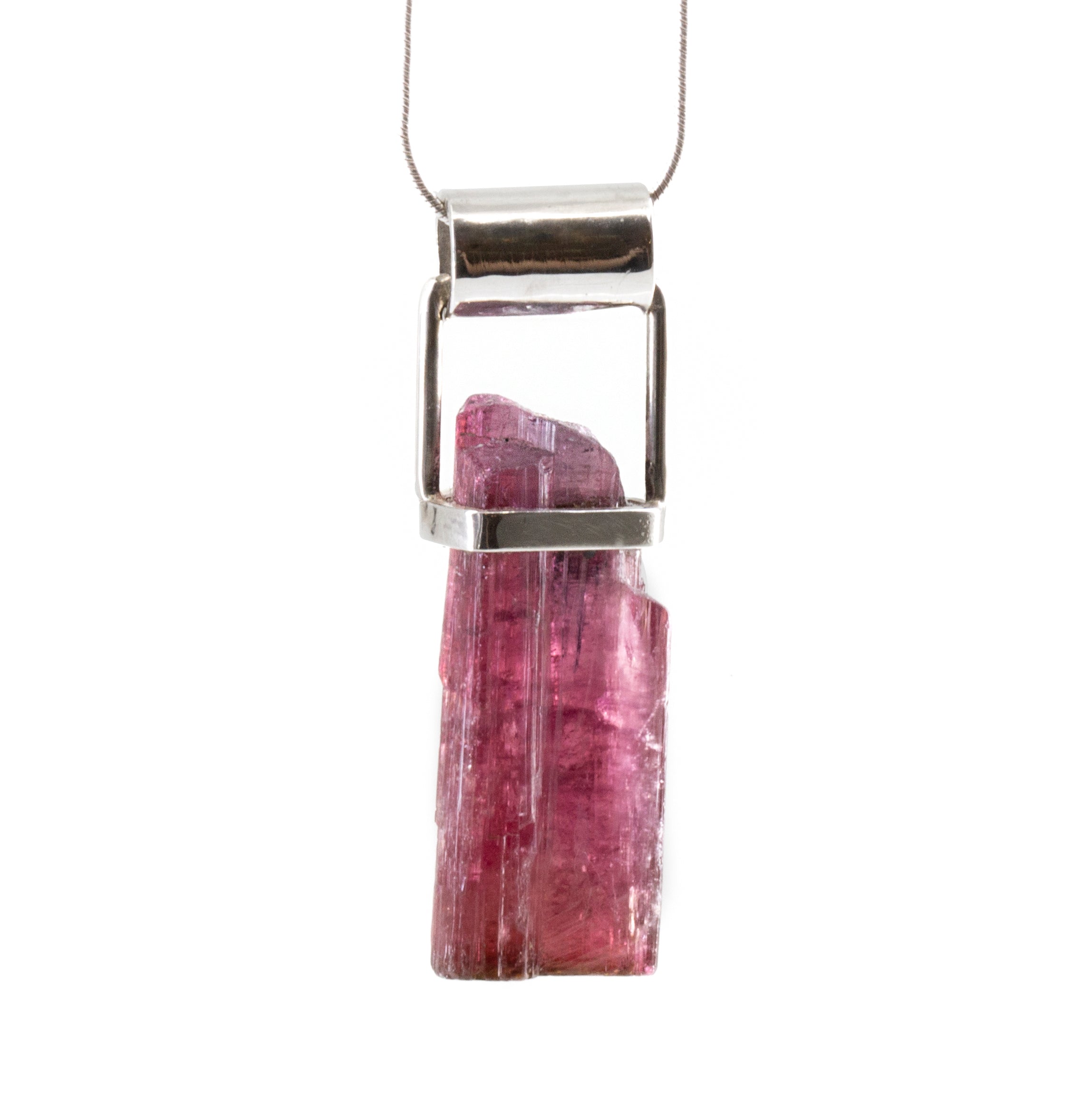 Rubelite Tourmaline 24.65ct Handcrafted Sterling Silver Tube Pendant - FFO-010 - Crystalarium