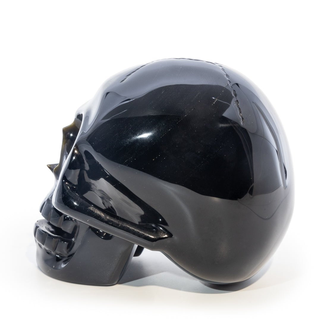 Gold Sheen Obsidian 5.2 Inch 3.3lb Hand Carved Crystal Skull - Mexico - LLF-002 - Crystalarium