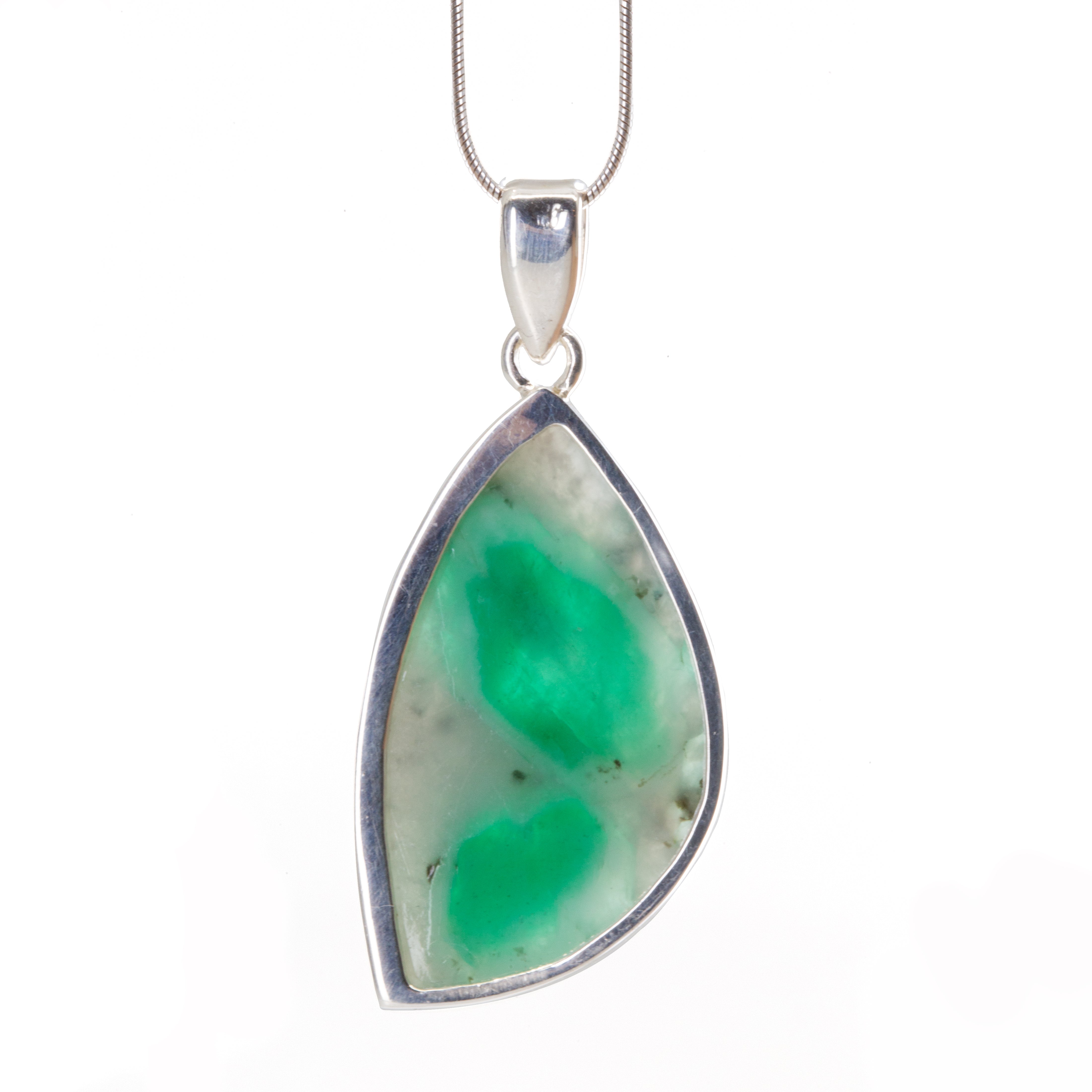 Emerald in Quartz 24.72ct Handcrafted Sterling Silver Pendant - HHO-069 - Crystalarium