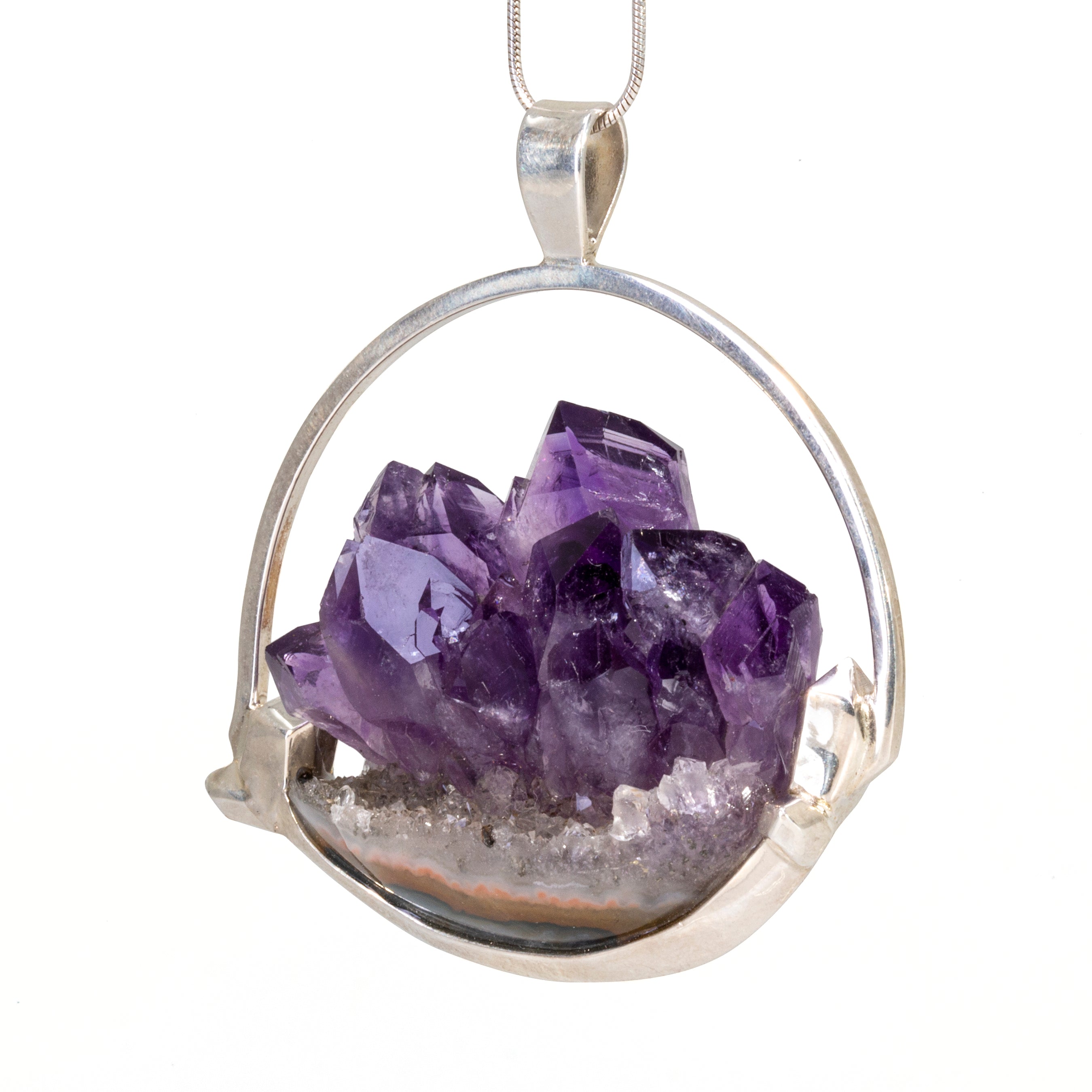 Amethyst 98.85 carat Geode Crystal Handcrafted Sterling Silver Pendant - HHO-146 - Crystalarium