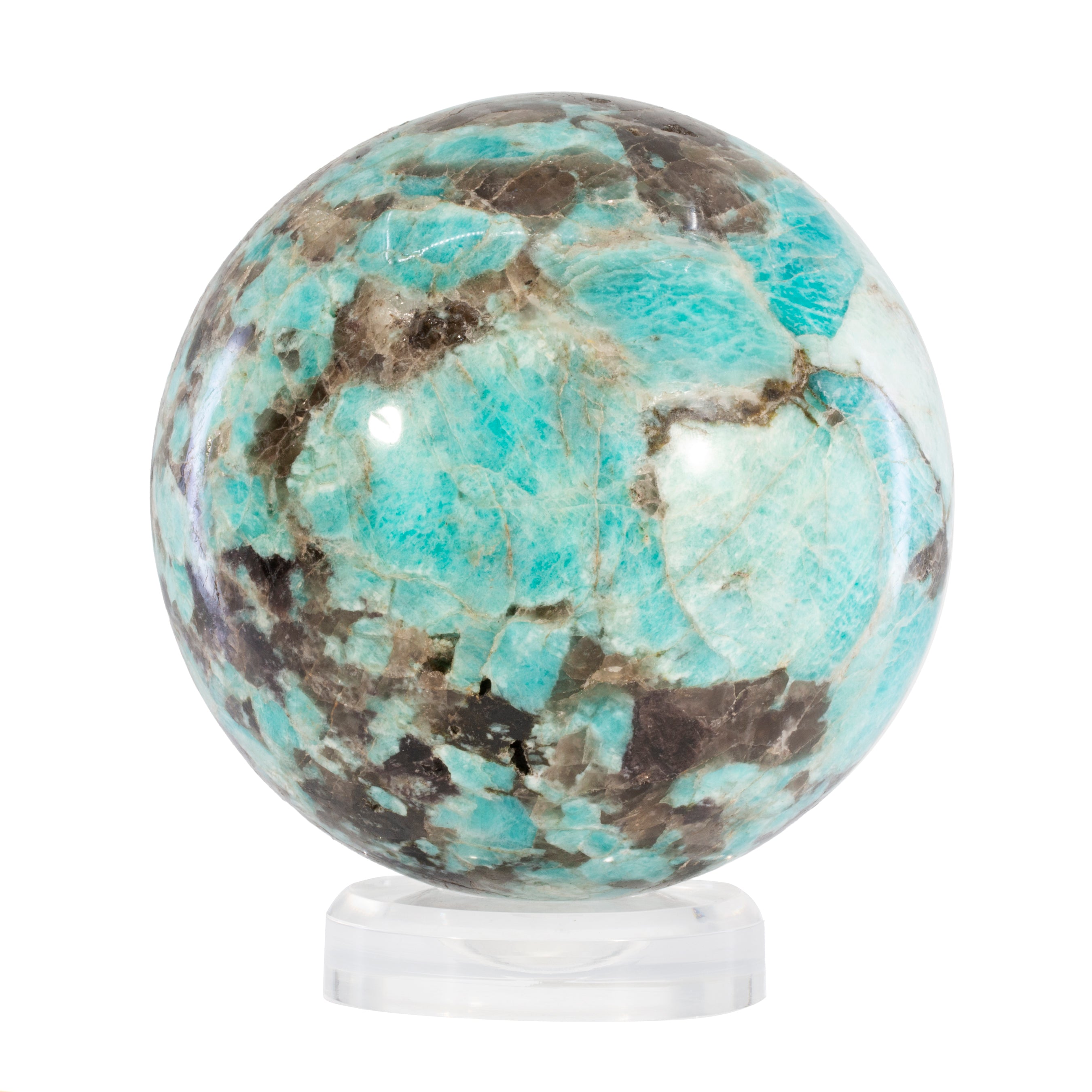 Amazonite and Smoky Quartz 7.86 lb 5.25 inch Polished Crystal Sphere - Madagascar - JJL-004 - Crystalarium