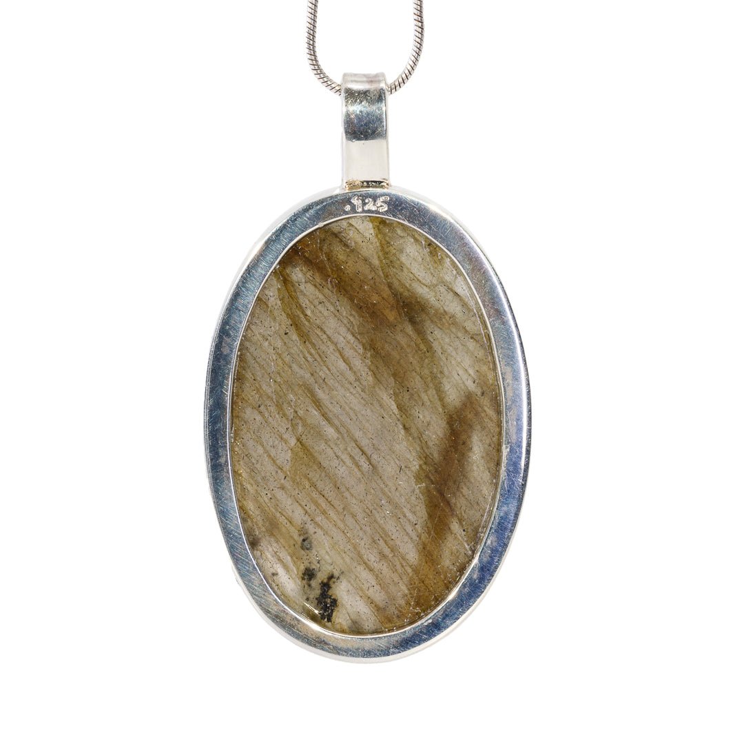 Labradorite 38.71 Carat Sterling Silver Handcrafted Pendant - KKO-050 - Crystalarium