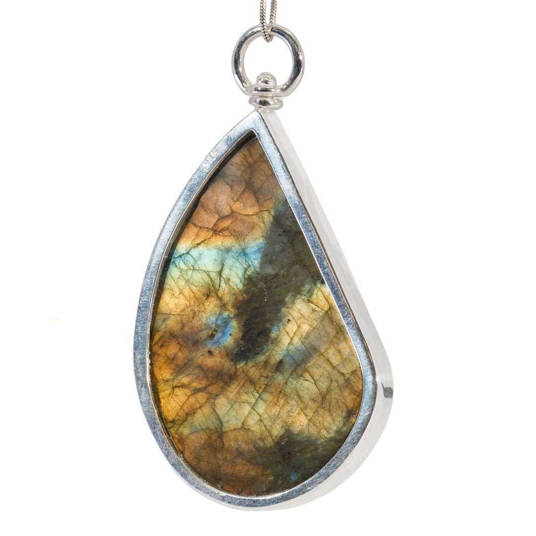 Labradorite 88.66 Carat Sterling Silver Handcrafted Swivel Pendant - KKO-016 - Crystalarium