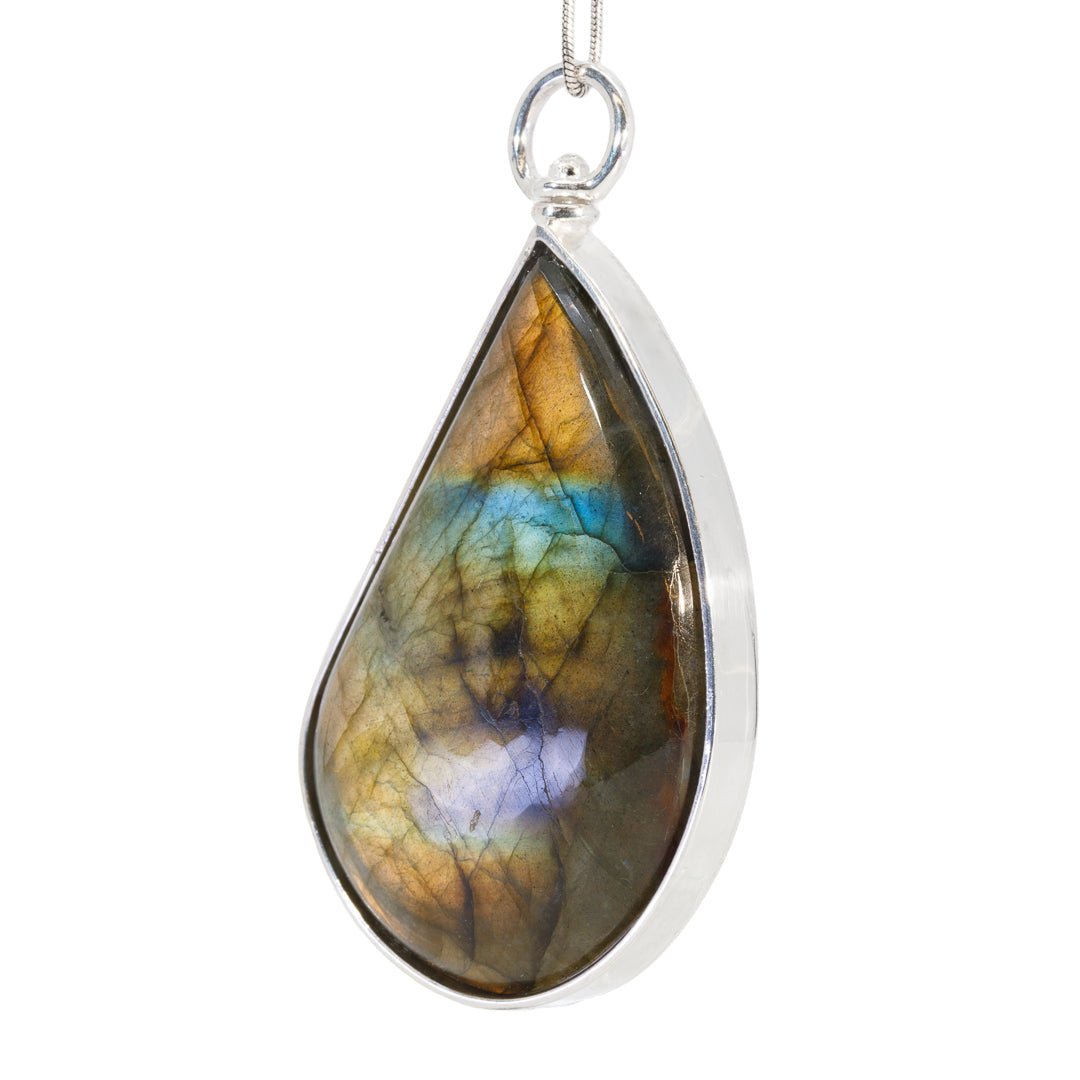 Labradorite 88.66 Carat Sterling Silver Handcrafted Swivel Pendant - KKO-016 - Crystalarium