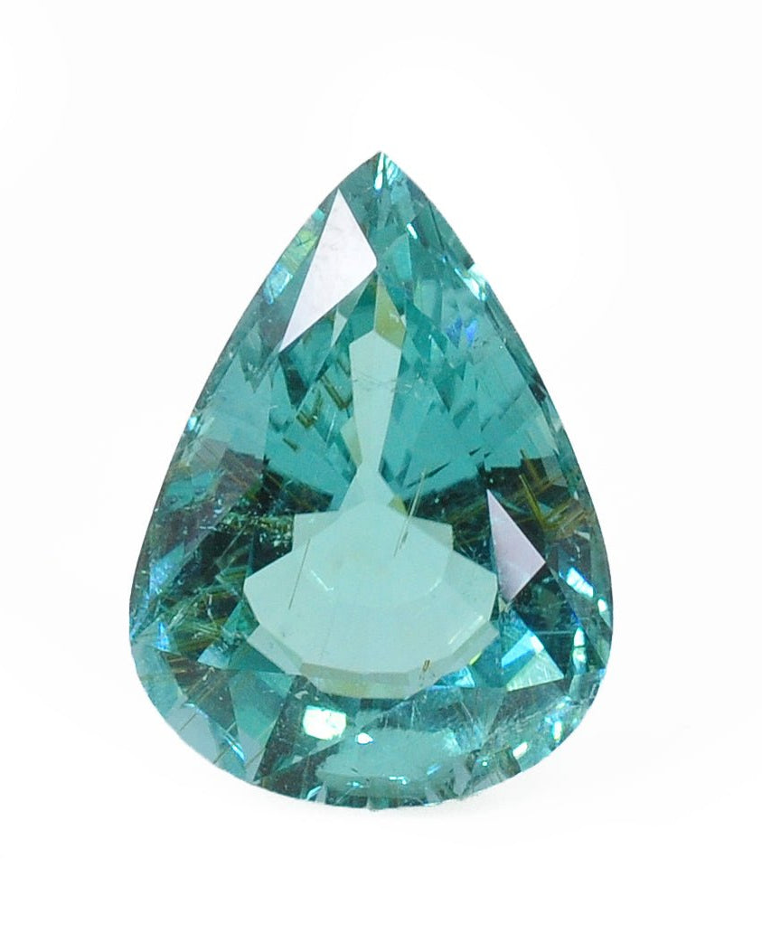 Magnificent "Paraiba" Tourmaline 20.27 mm 17.35 carats Faceted Teardrop Gemstone - Mozambique - 22-001 - Crystalarium