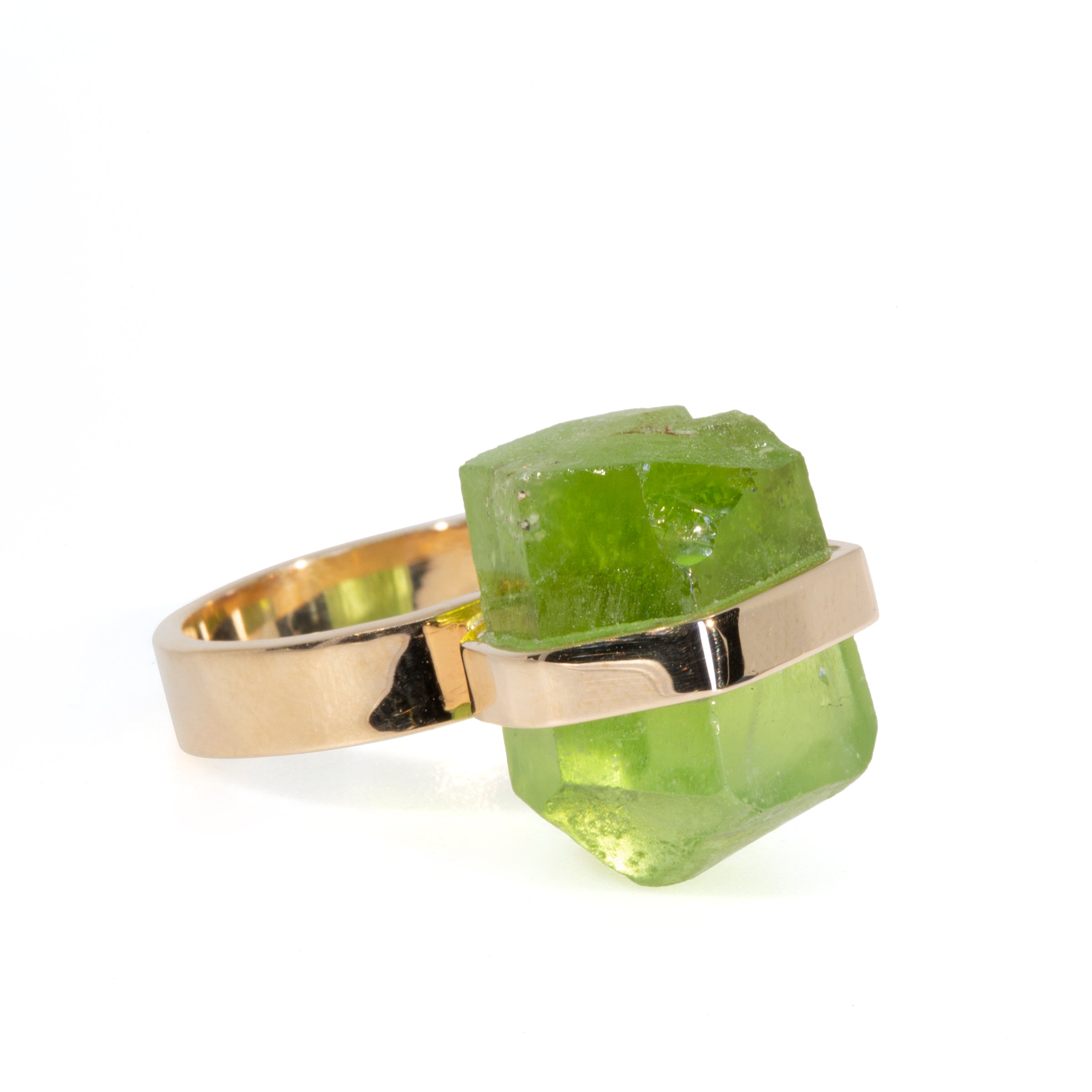 Peridot 26.67 Carat Natural Crystal Handcrafted 14k Ring - JJO-218 - Crystalarium
