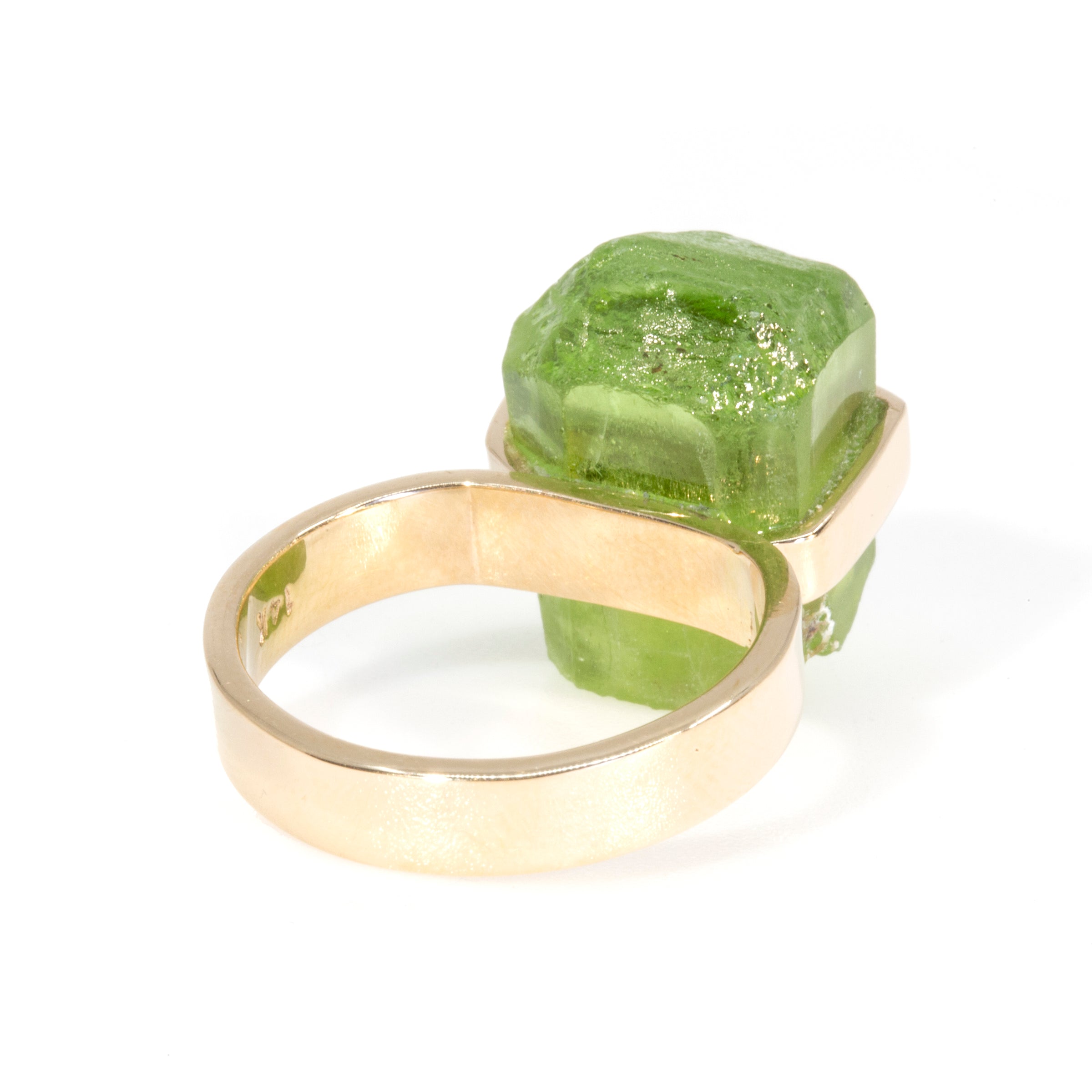 Peridot 26.67 Carat Natural Crystal Handcrafted 14k Ring - JJO-218 - Crystalarium
