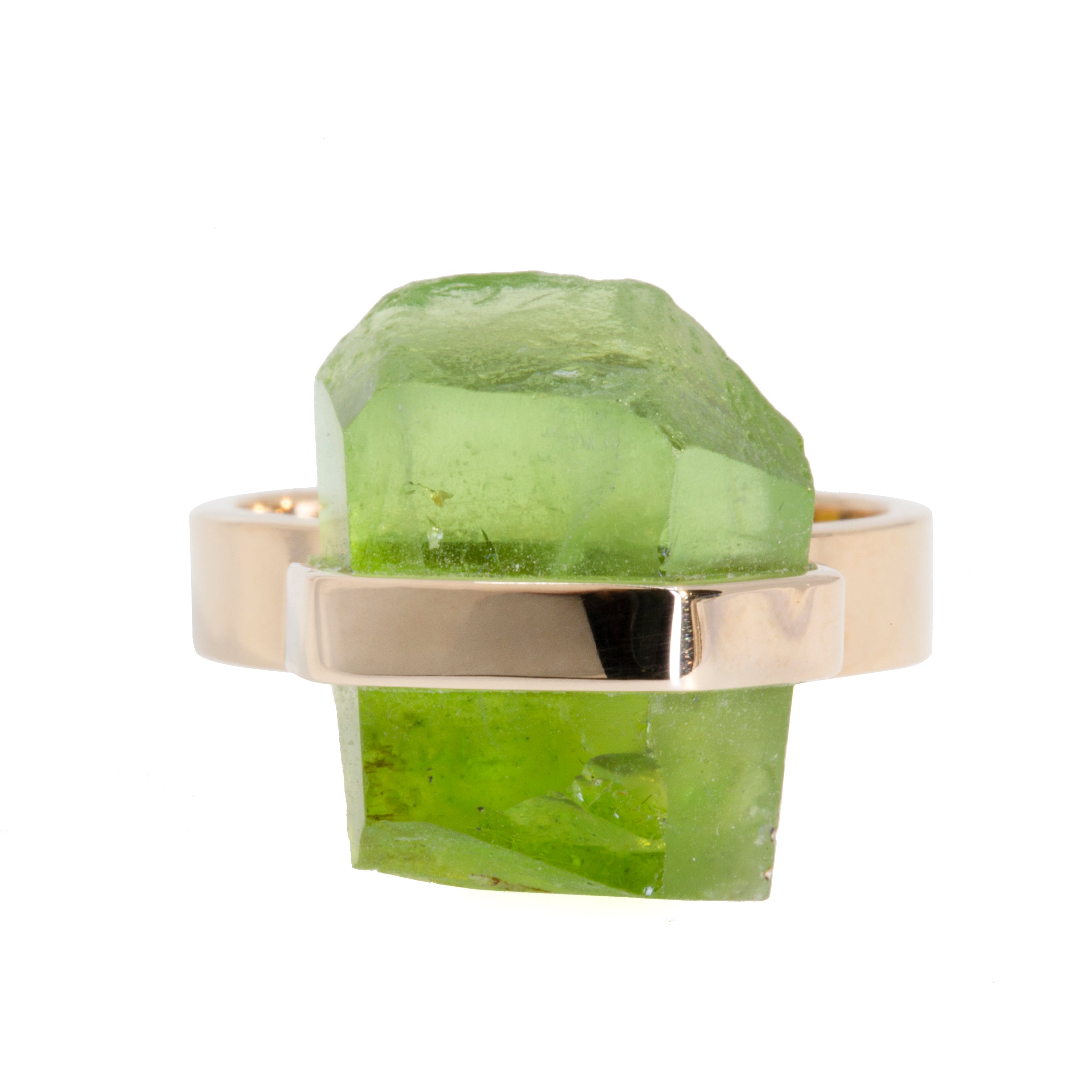 Peridot 26.67 Carat Natural Crystal Handcrafted 14k Ring - JJO-218 - Crystalarium