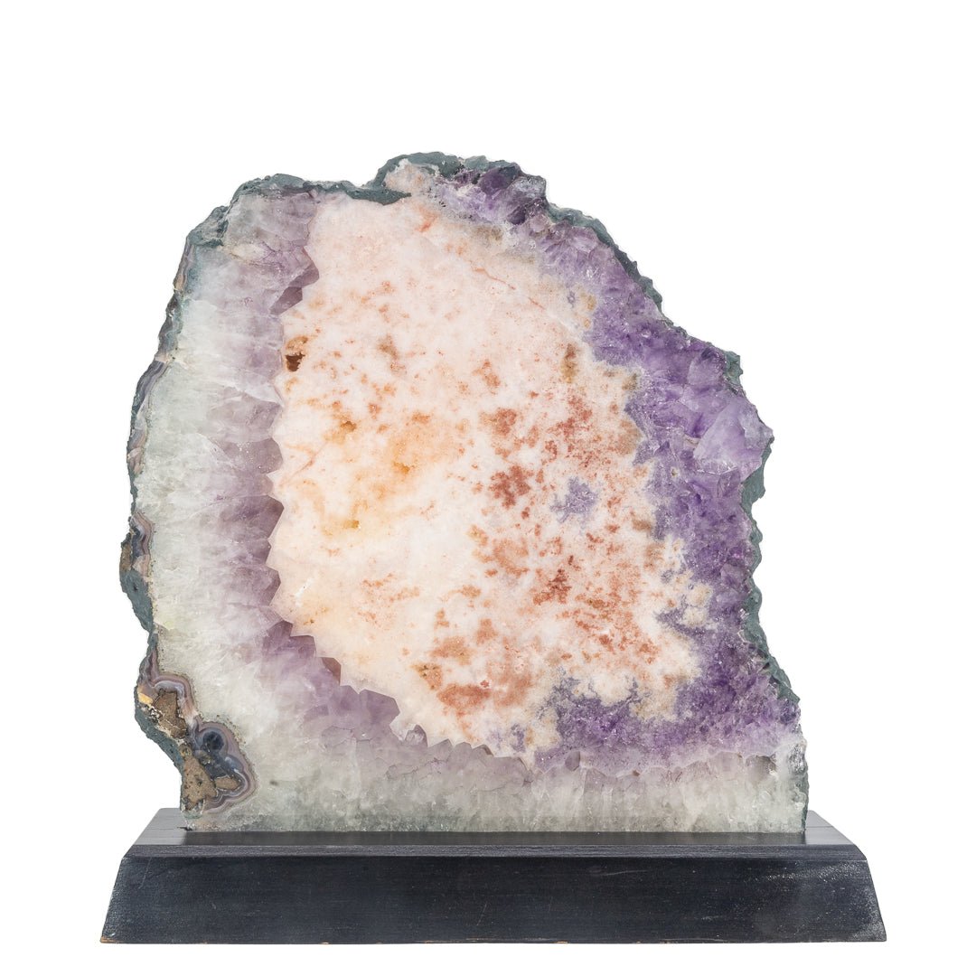 Pink Amethyst 12.75 Inch 9.8lb Polished Crystal Slice on Wood Stand - Brazil - GGH-083 - Crystalarium