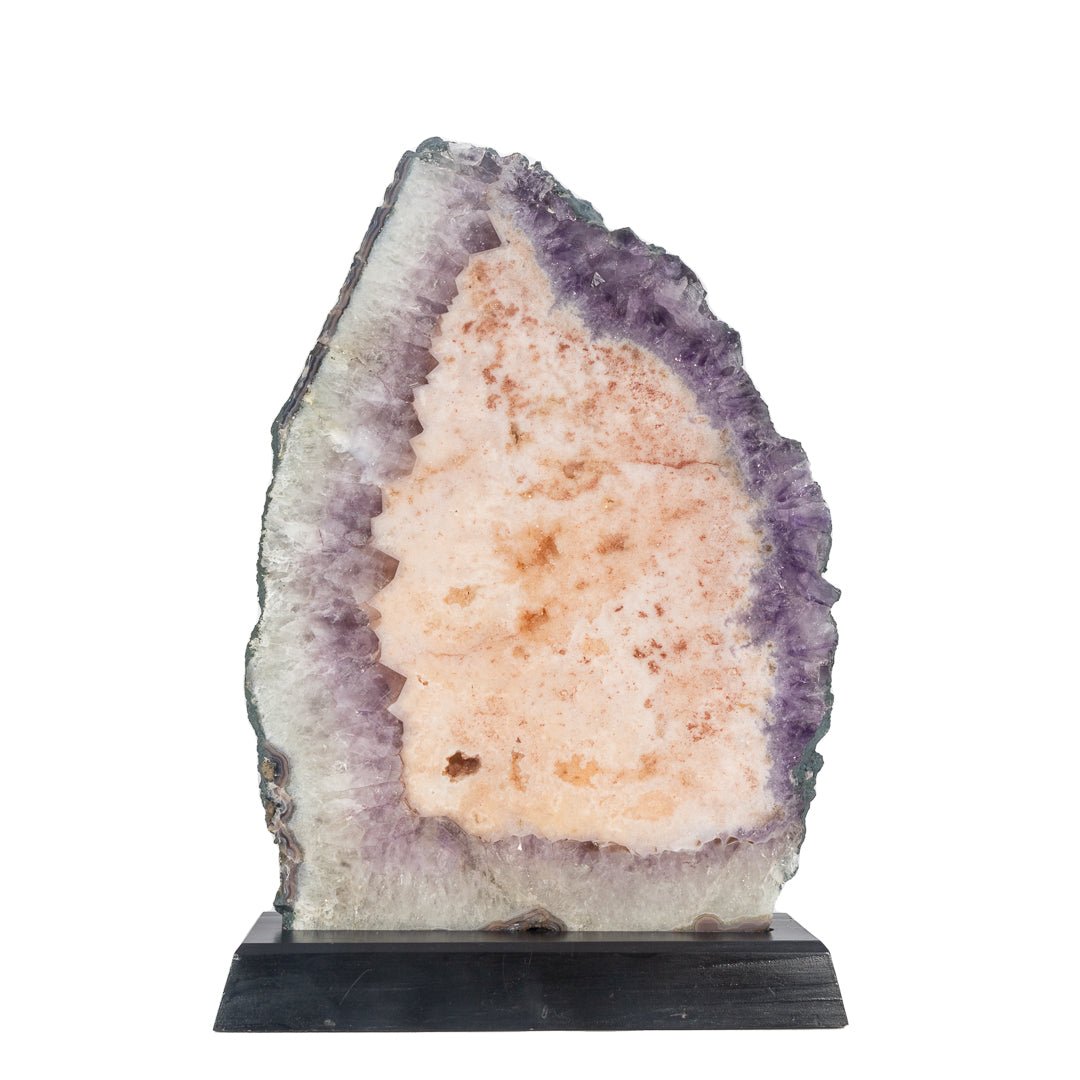 Pink Amethyst 17.3 Inch 12.35lb Polished Crystal Slice on Wood Stand - Brazil - GGX-309 - Crystalarium