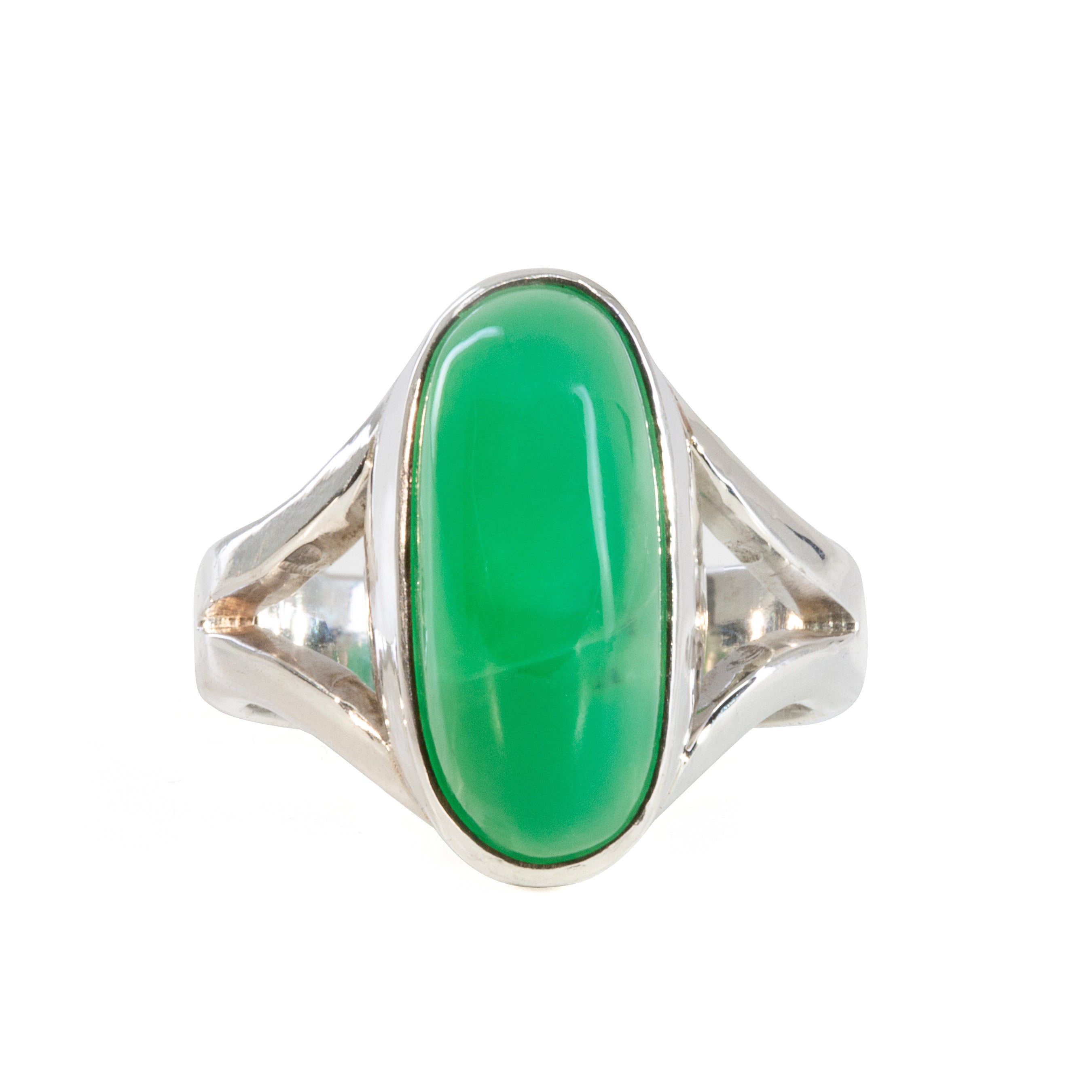Chrysoprase 9.05 carat Handcrafted Sterling Silver Cabochon Ring - QO-183 - Crystalarium