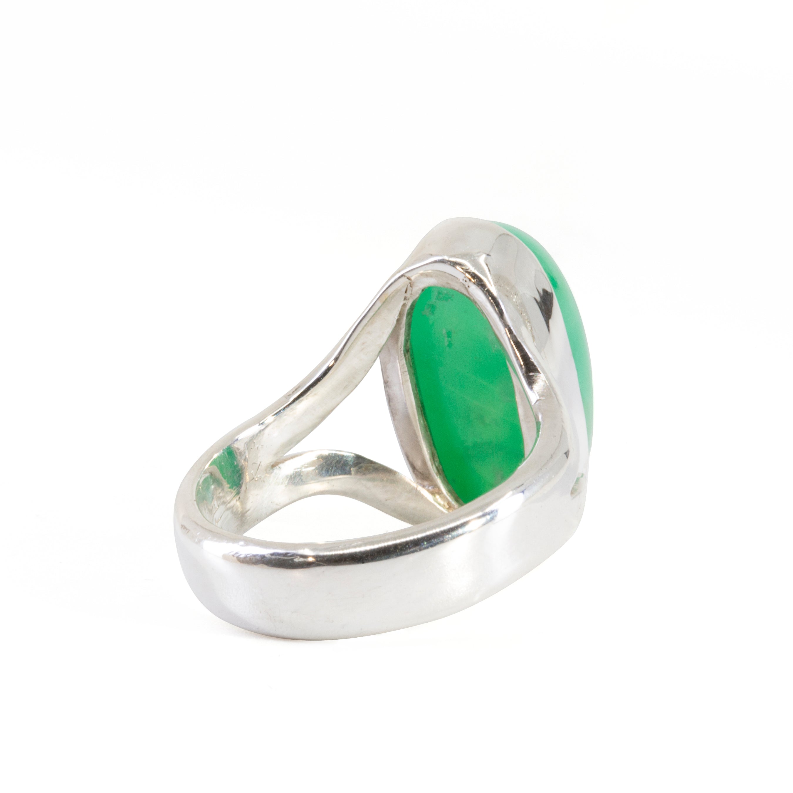 Chrysoprase 9.05 carat Handcrafted Sterling Silver Cabochon Ring - QO-183 - Crystalarium