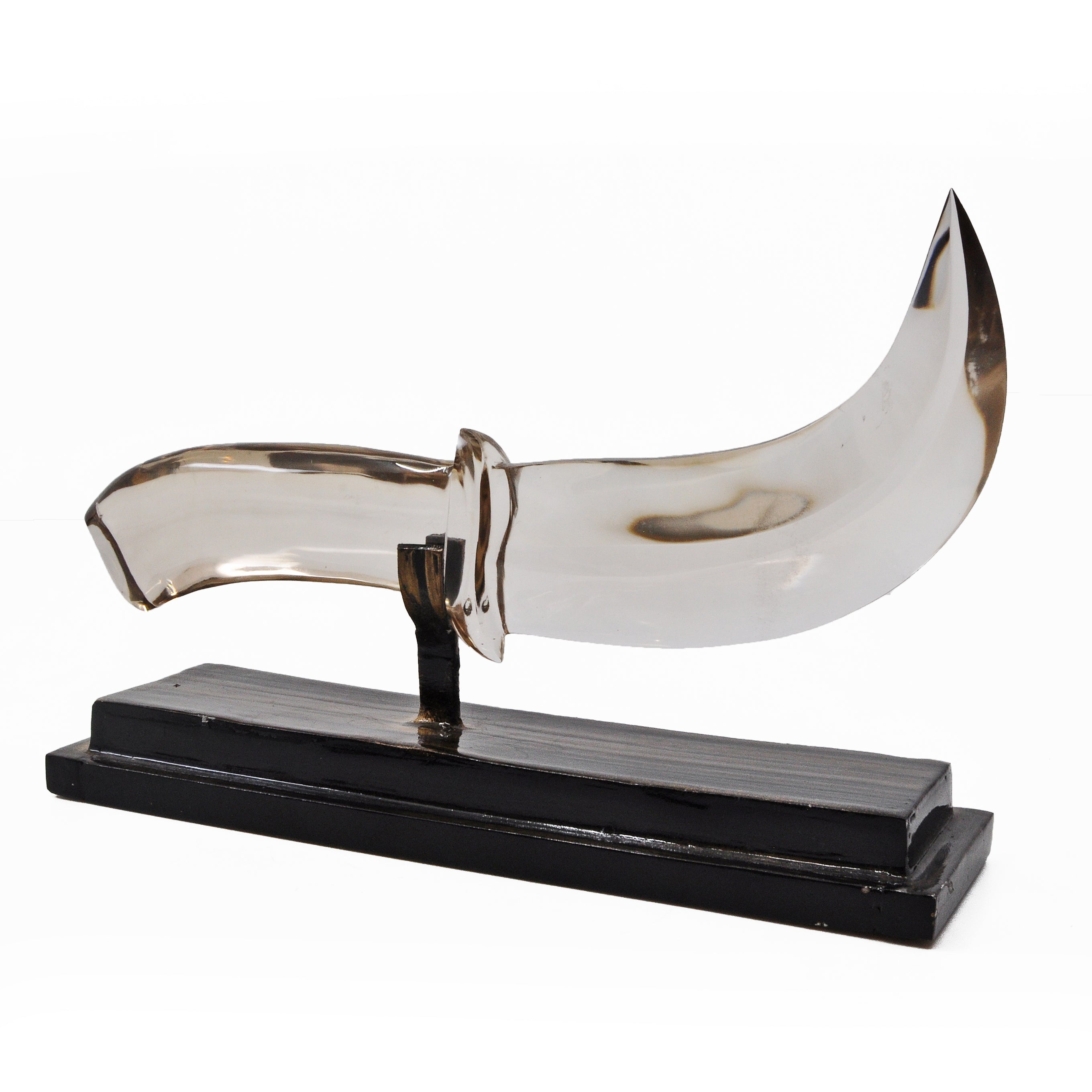 Exceptional Smoky Quartz 8.0 inch 1.43 lbs Natural Crystal Knife Carving on Custom Metal Stand - Brazil - GGR-025 - Crystalarium