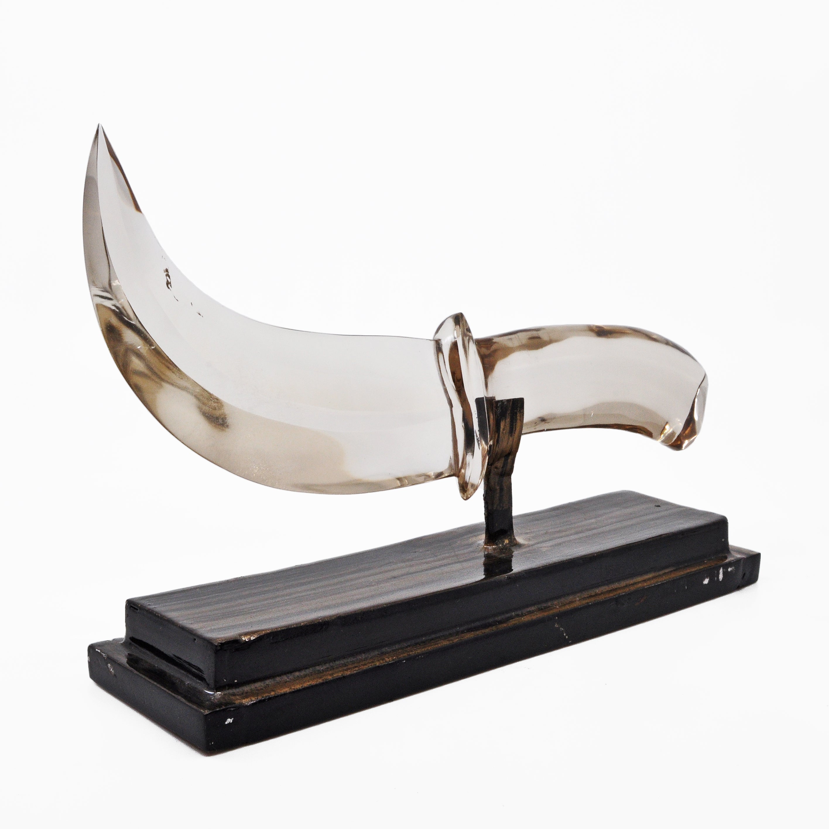 Exceptional Smoky Quartz 8.0 inch 1.43 lbs Natural Crystal Knife Carving on Custom Metal Stand - Brazil - GGR-025 - Crystalarium