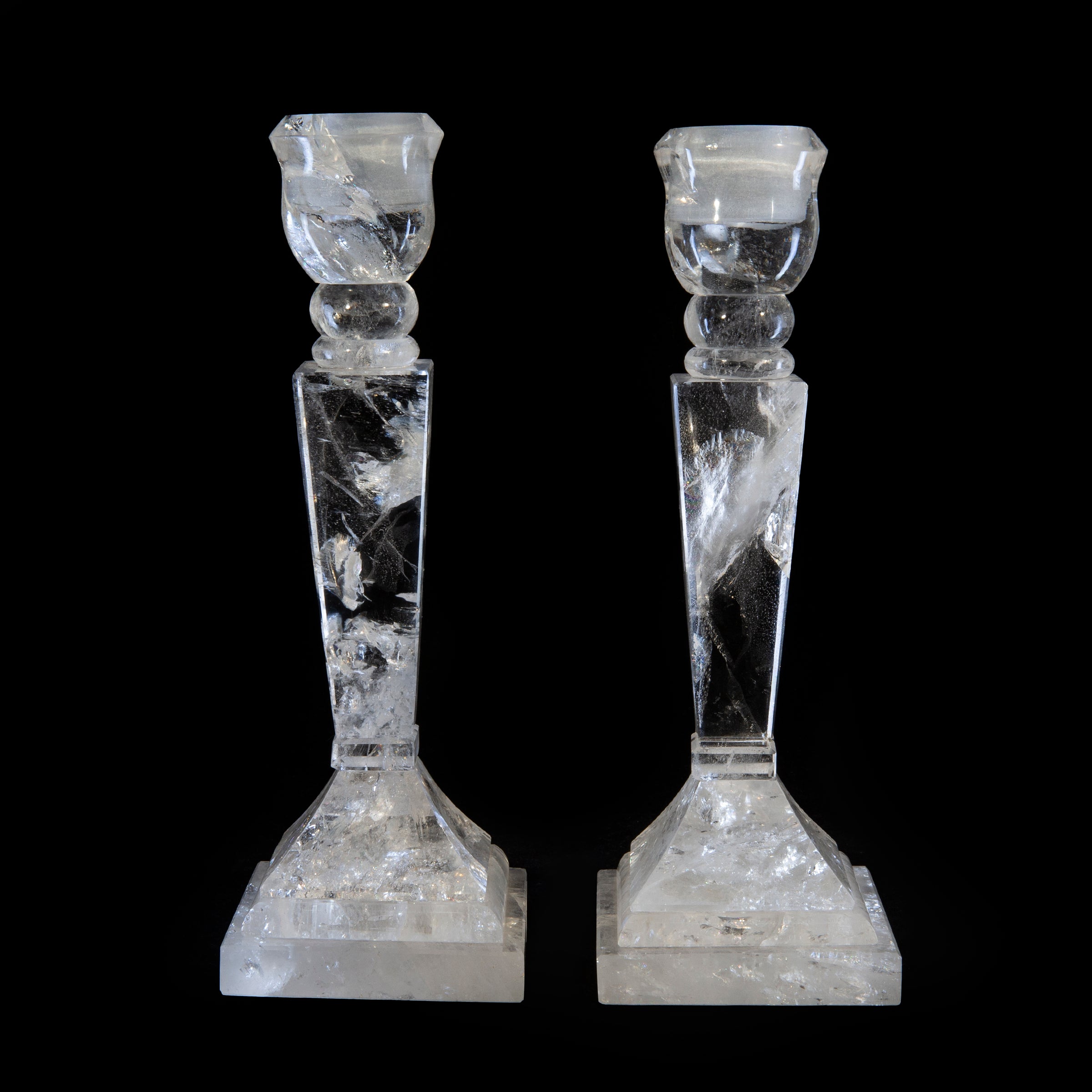 Clear Quartz 9.25 inch Crystal Candle Stick Pair - VR-028 - Crystalarium
